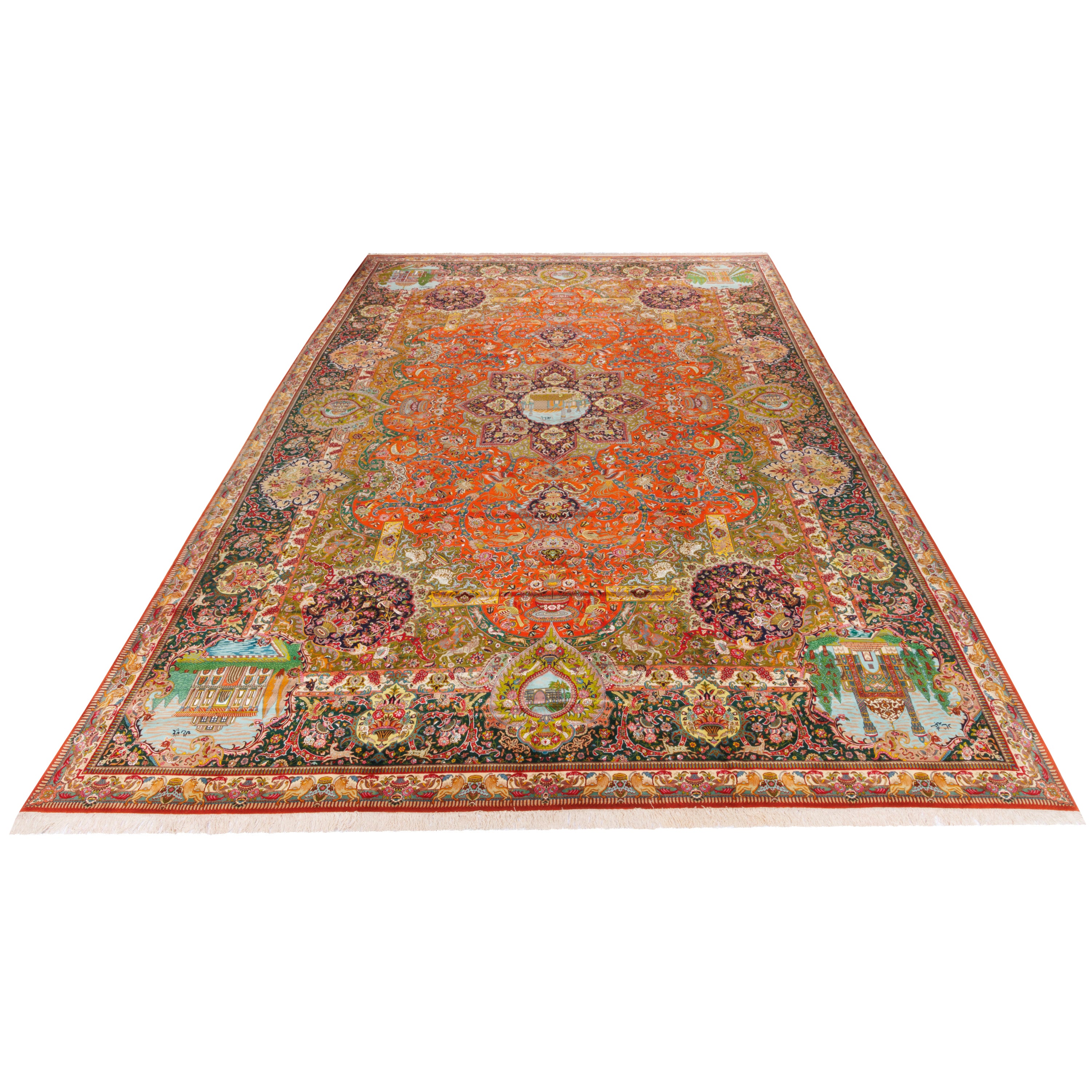 Tabriz Handmade Carpet — Lachak Toranj | Silk Pile / Silk Warp | 403 × 590 cm | SKU 12300722