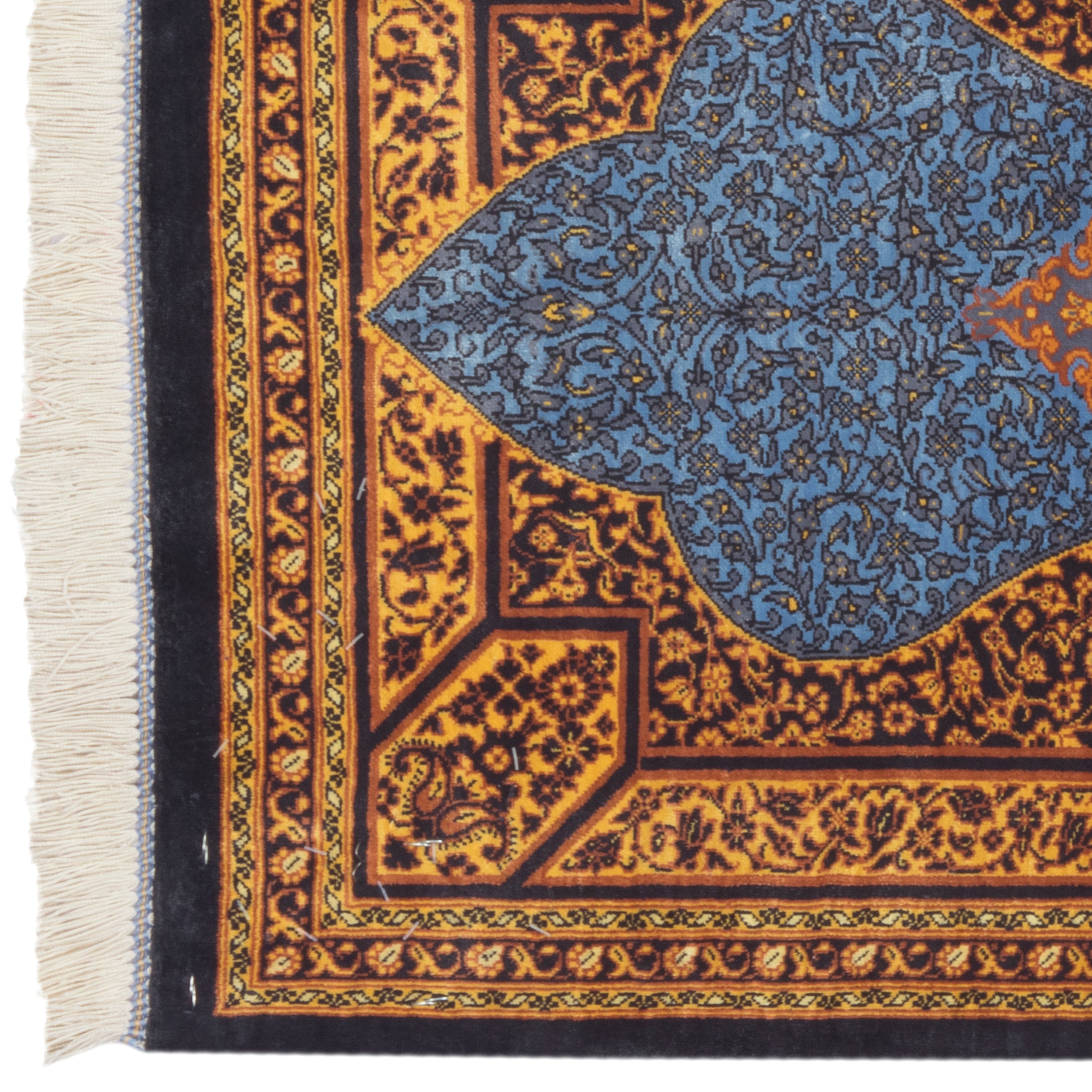 Qom Handmade Carpet — Lachak Toranj | Full Silk | 47 × 95 cm | SKU 10000251