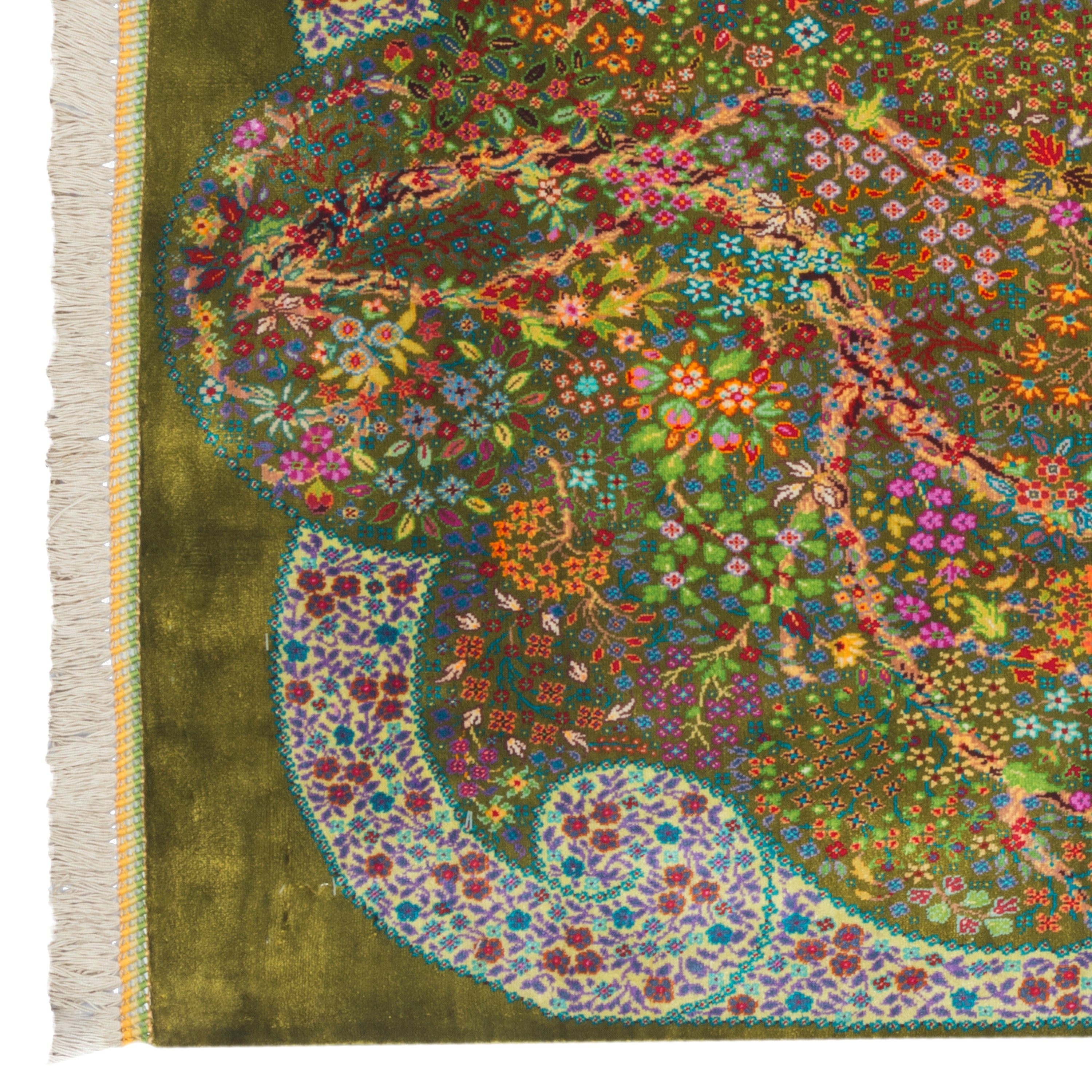 Qom Handmade Carpet — Derakht | Full Silk | 53 × 102 cm | SKU 10000268