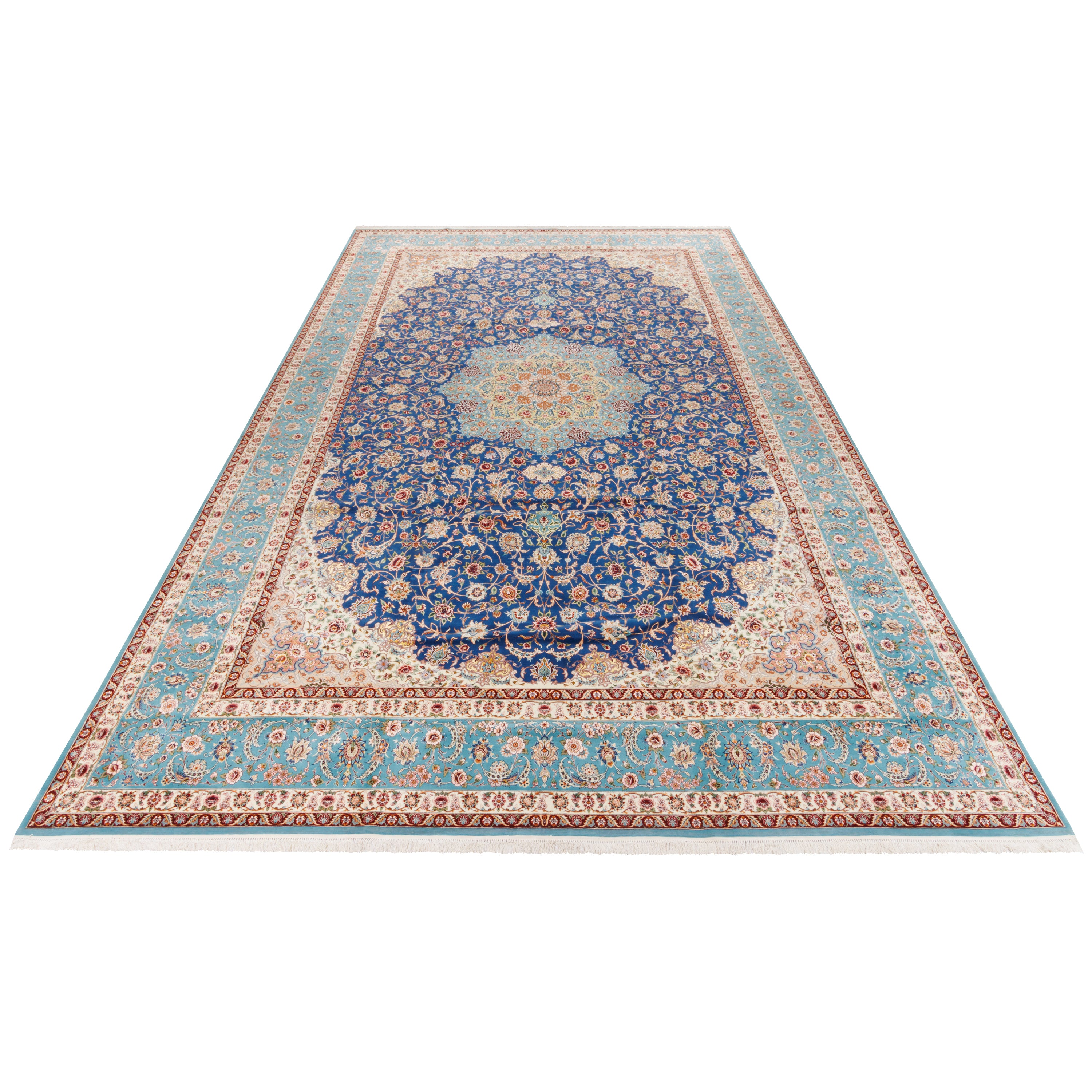 Isfahan Handmade Carpet — Lachak Toranj | Silk Pile / Silk Warp | 403 × 617 cm | SKU 12400725