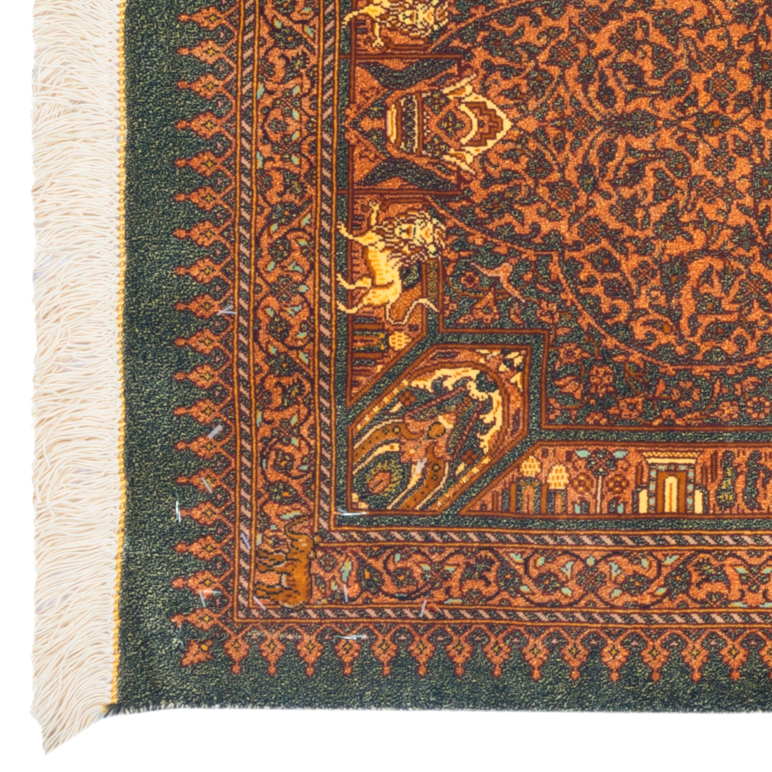 Qom Handmade Carpet — Lachak Toranj | Full Silk | 47 × 98 cm | SKU 10000252
