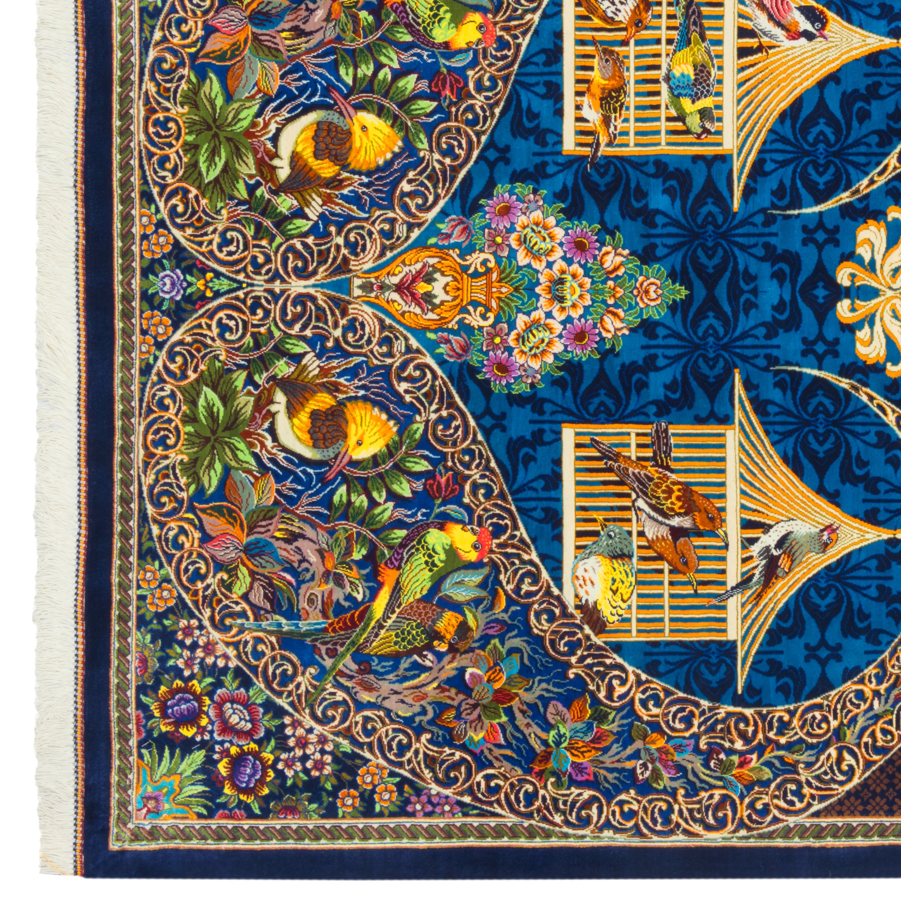 Qom Handmade Carpet — Sarasar | Full Silk | 100 × 146 cm | SKU 10100175