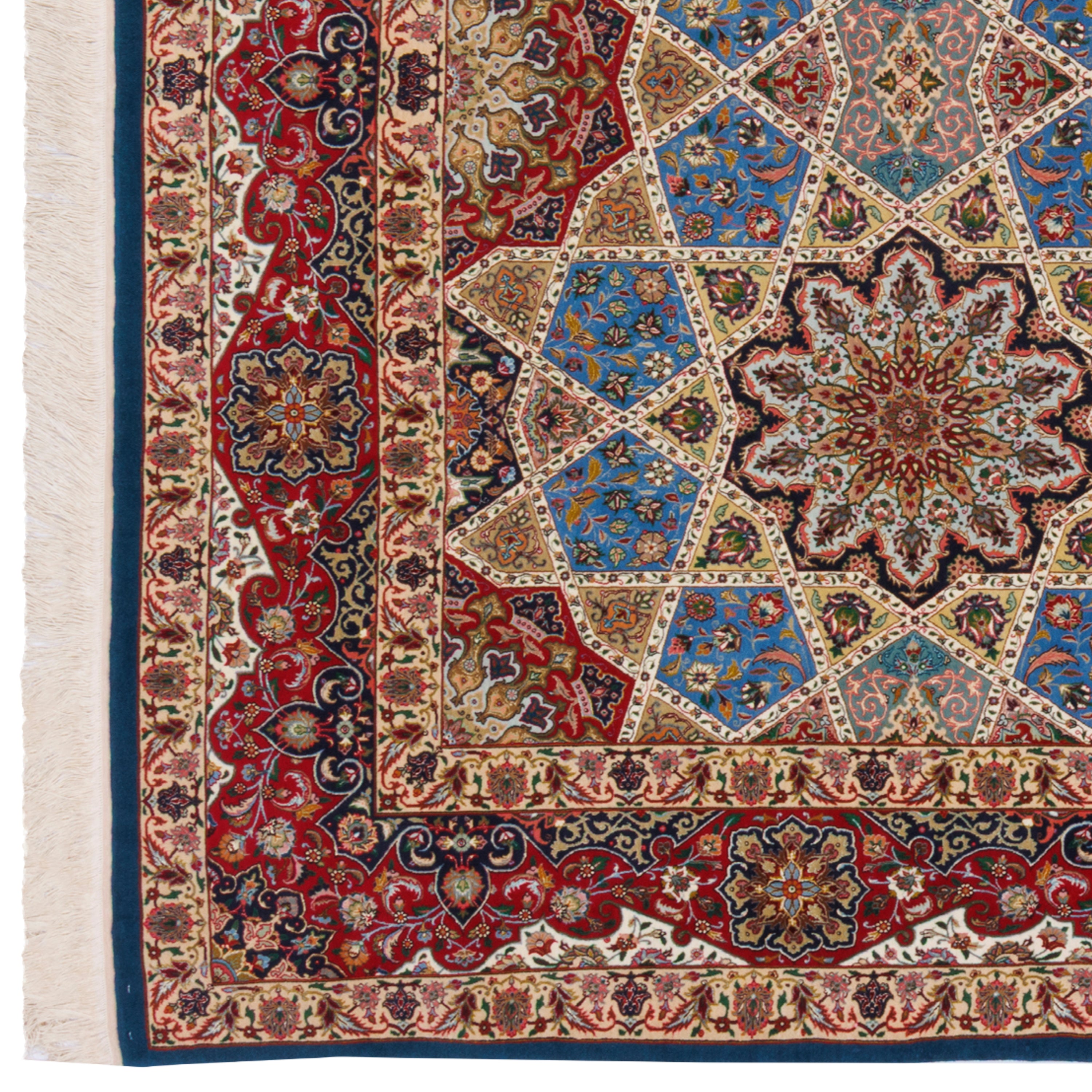 Isfahan Handmade Carpet — Gonbadi | Silk Pile / Silk Warp | 197 × 260 cm | SKU 10500070