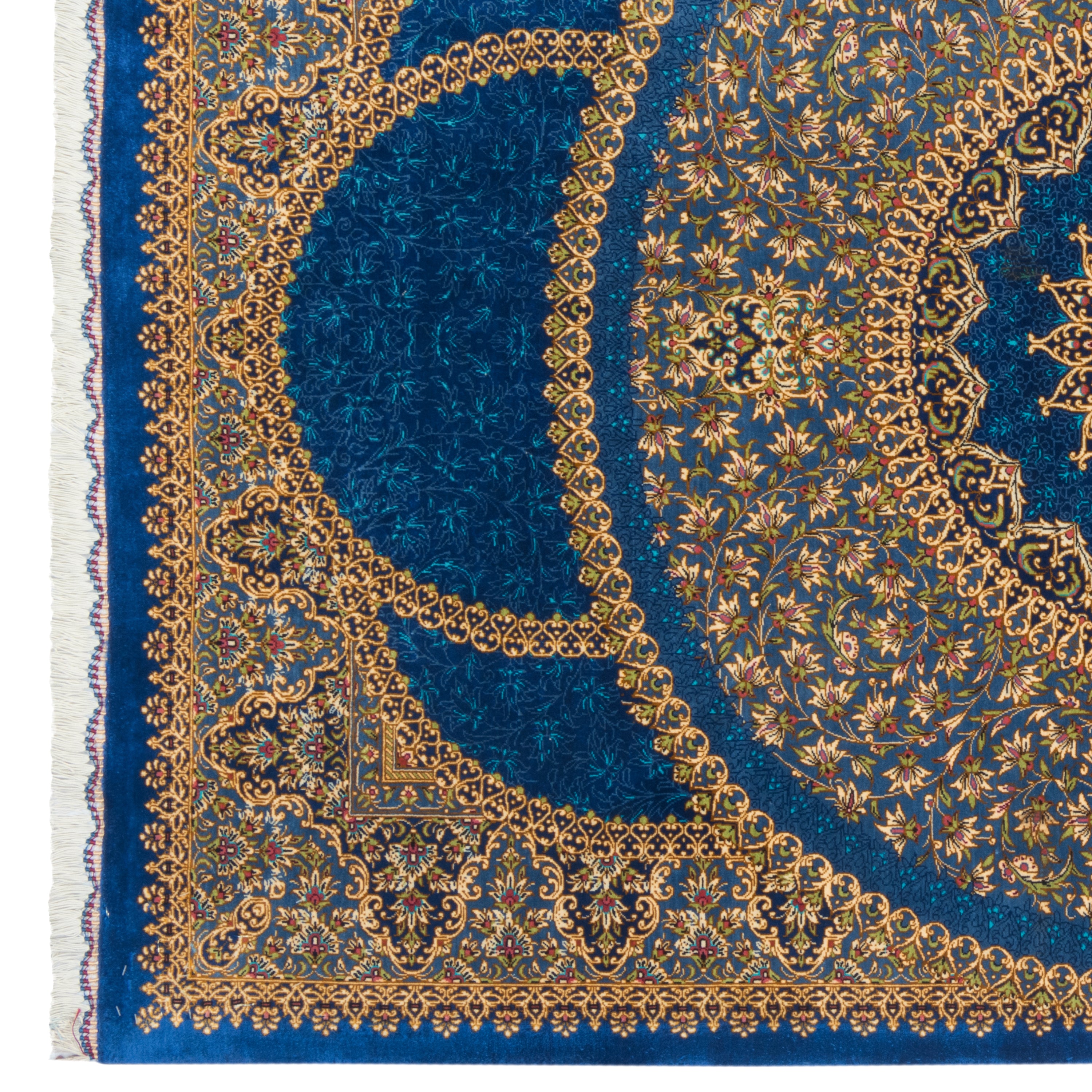 Qom Handmade Carpet — Toranj-dar | Full Silk | 100 × 150 cm | SKU 10100178
