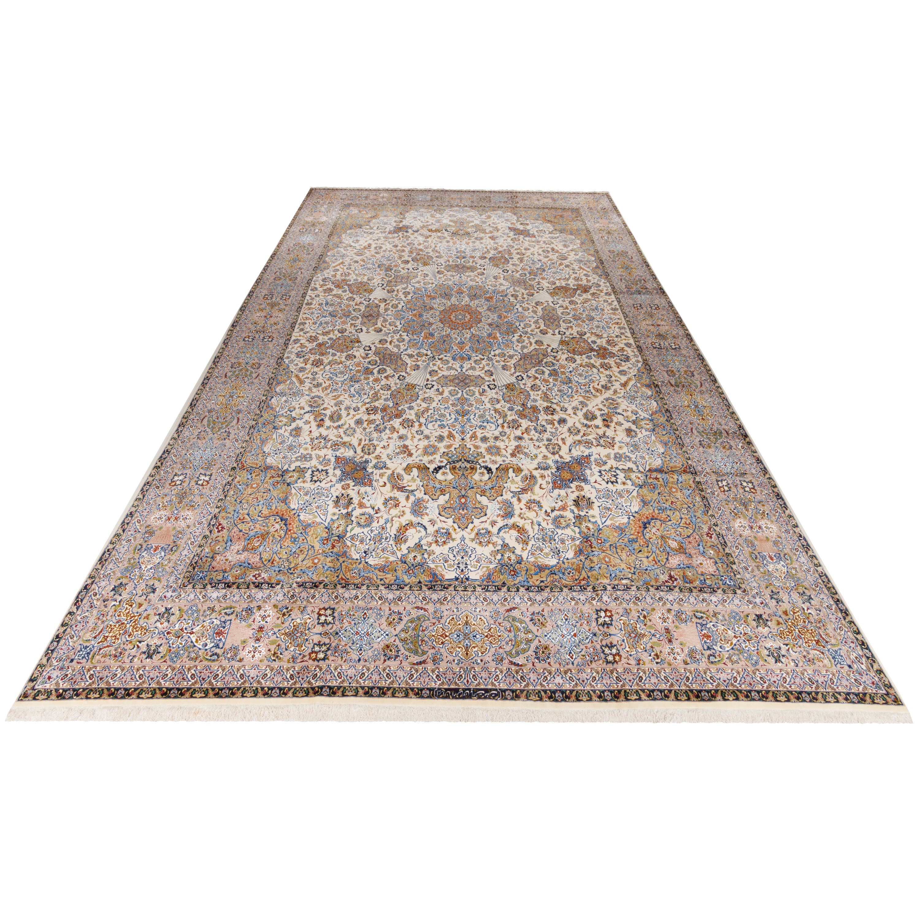 Isfahan Handmade Carpet — Lachak Toranj | Silk Pile / Silk Warp | 403 × 657 cm | SKU 12600719