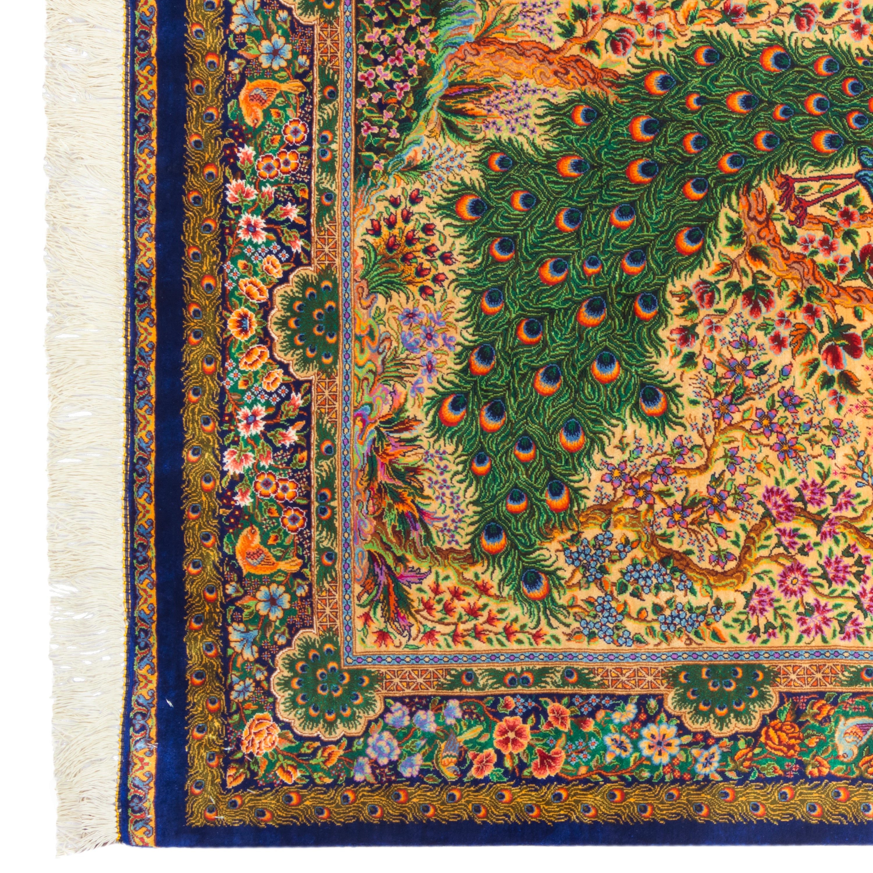Qom Handmade Carpet — Sarasar | Full Silk | 80 × 124 cm | SKU 10100215