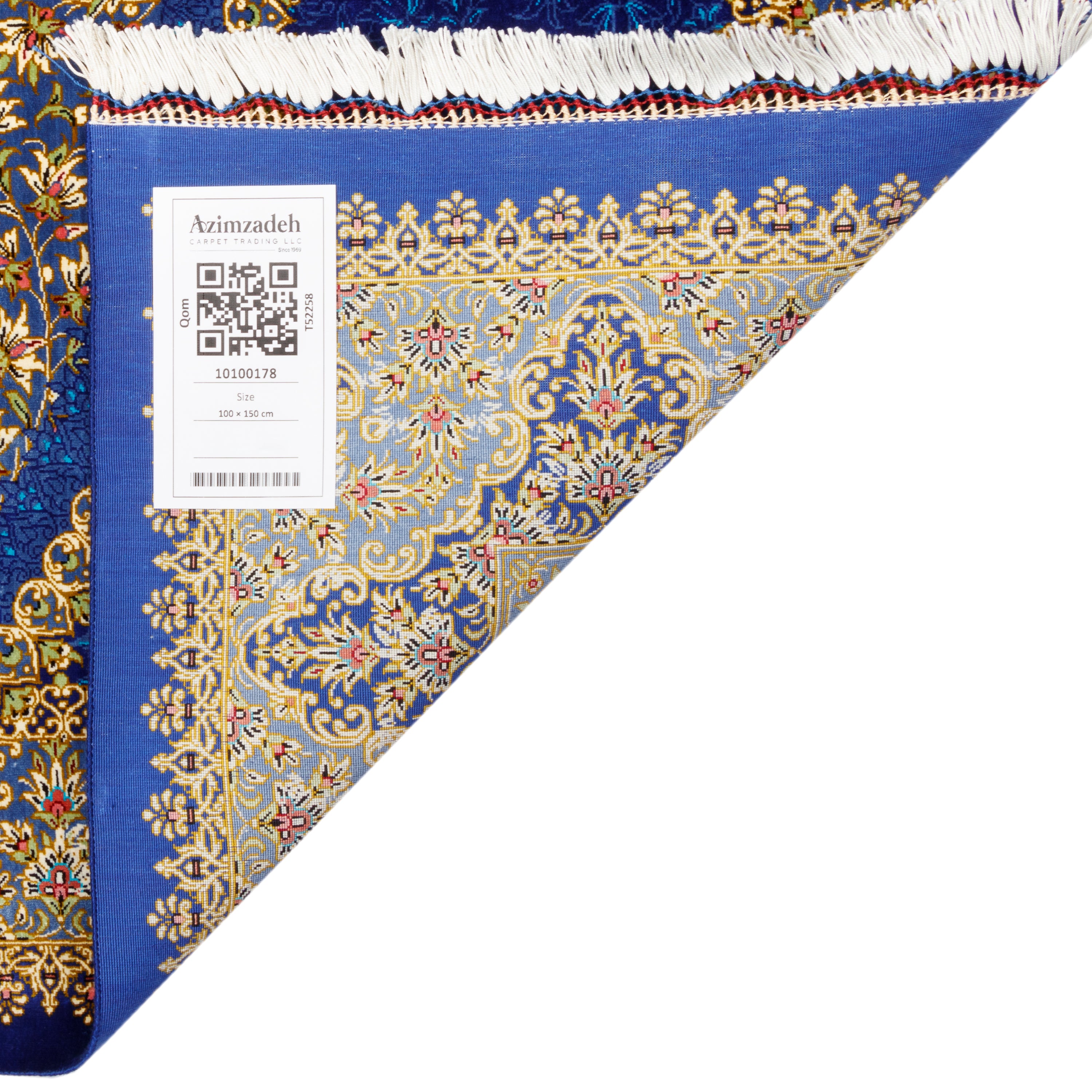 Qom Handmade Carpet — Toranj-dar | Full Silk | 100 × 150 cm | SKU 10100178