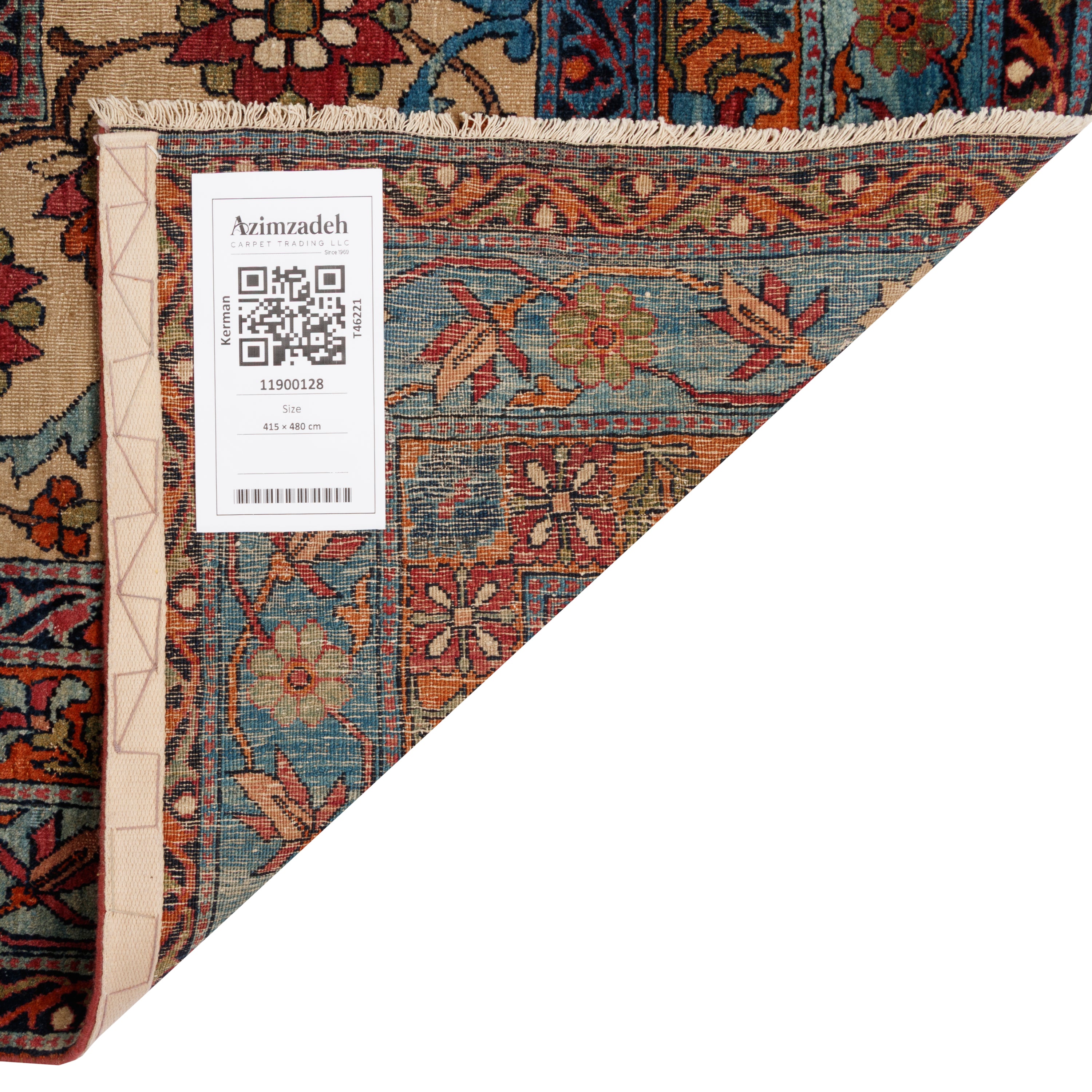 سجادة كرمان يدوية — ساراسار ترنج | صوف / قطن السدى | 415 × 480 سم | رمز المنتج 11900128