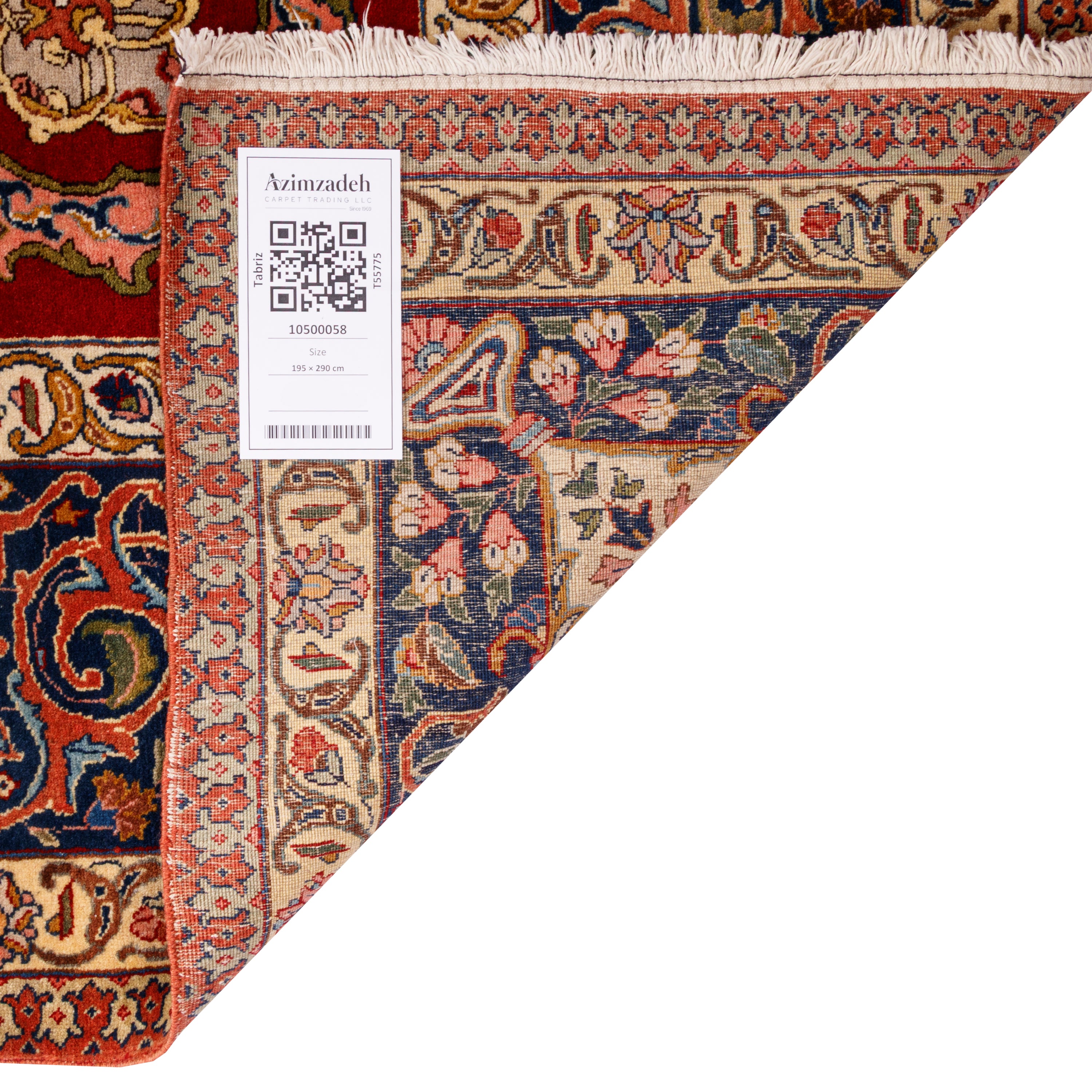 Tabriz Handmade Carpet — Toranj-dar | Wool / Cotton Warp | 195 × 290 cm | SKU 10500058