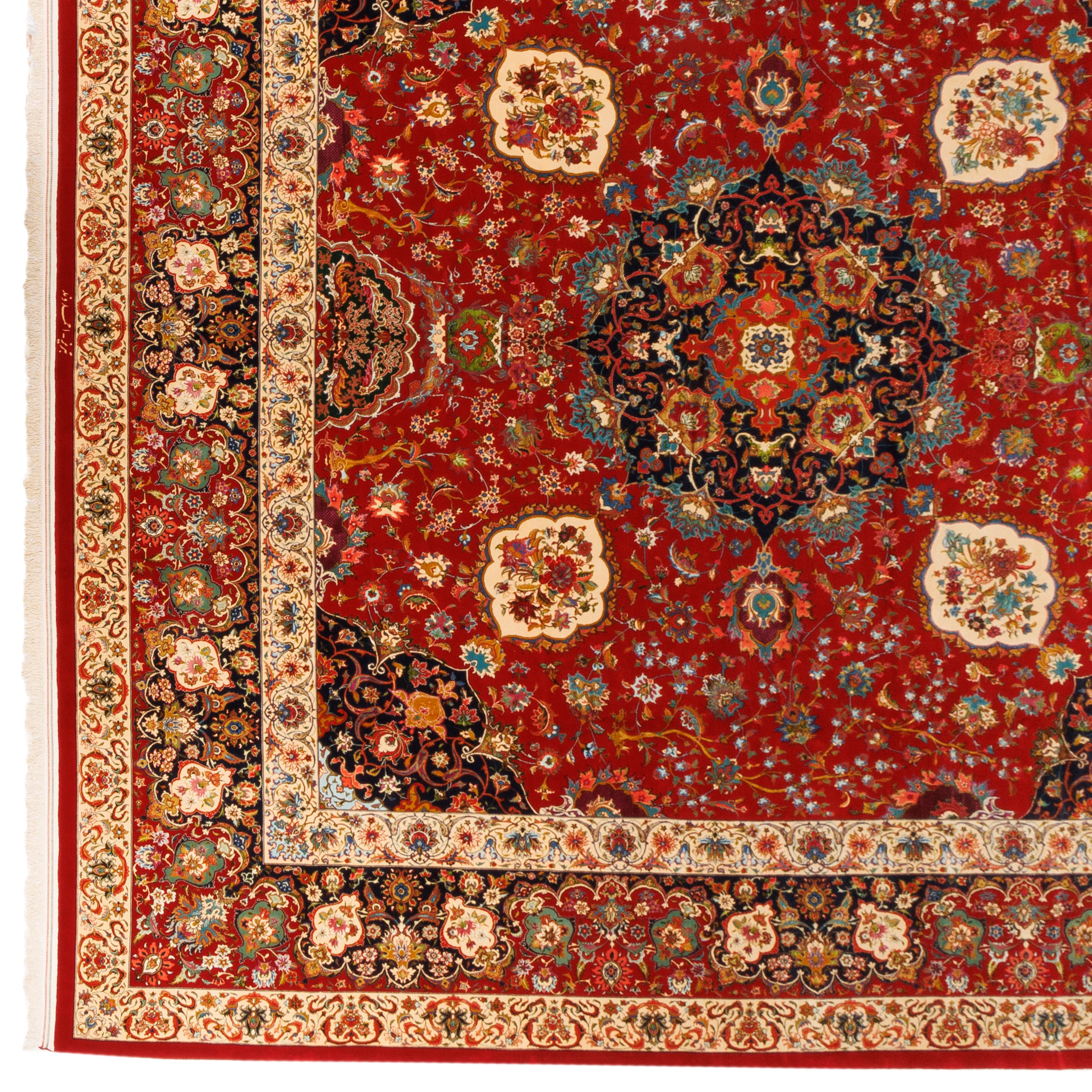 سجاد تبريز اليدوي — طرح ترنج | وبر حرير / سداة حرير | 492 × 797 سم | SKU 13900764