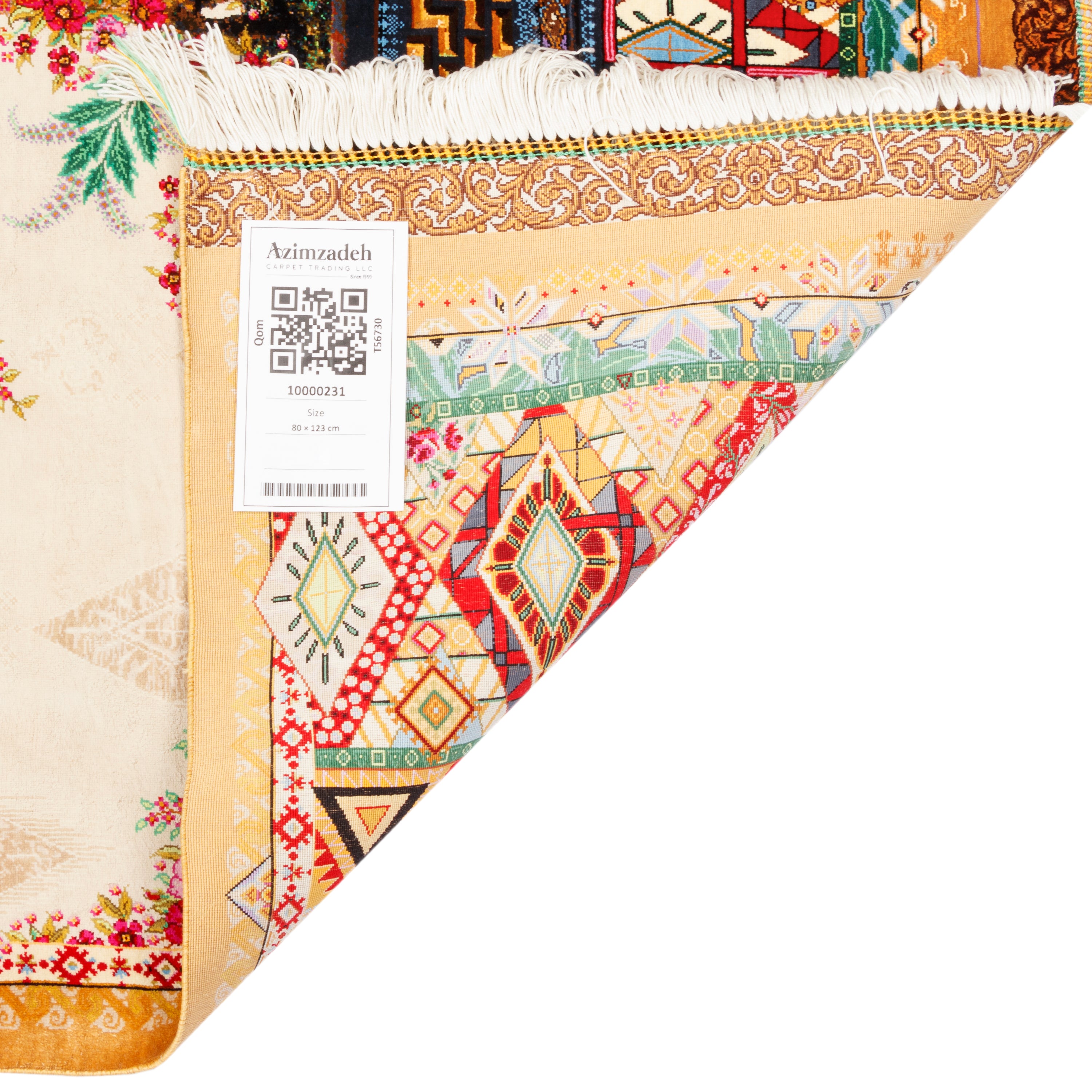 Qom Handmade Carpet — Derakht | Full Silk | 80 × 123 cm | SKU 10000231