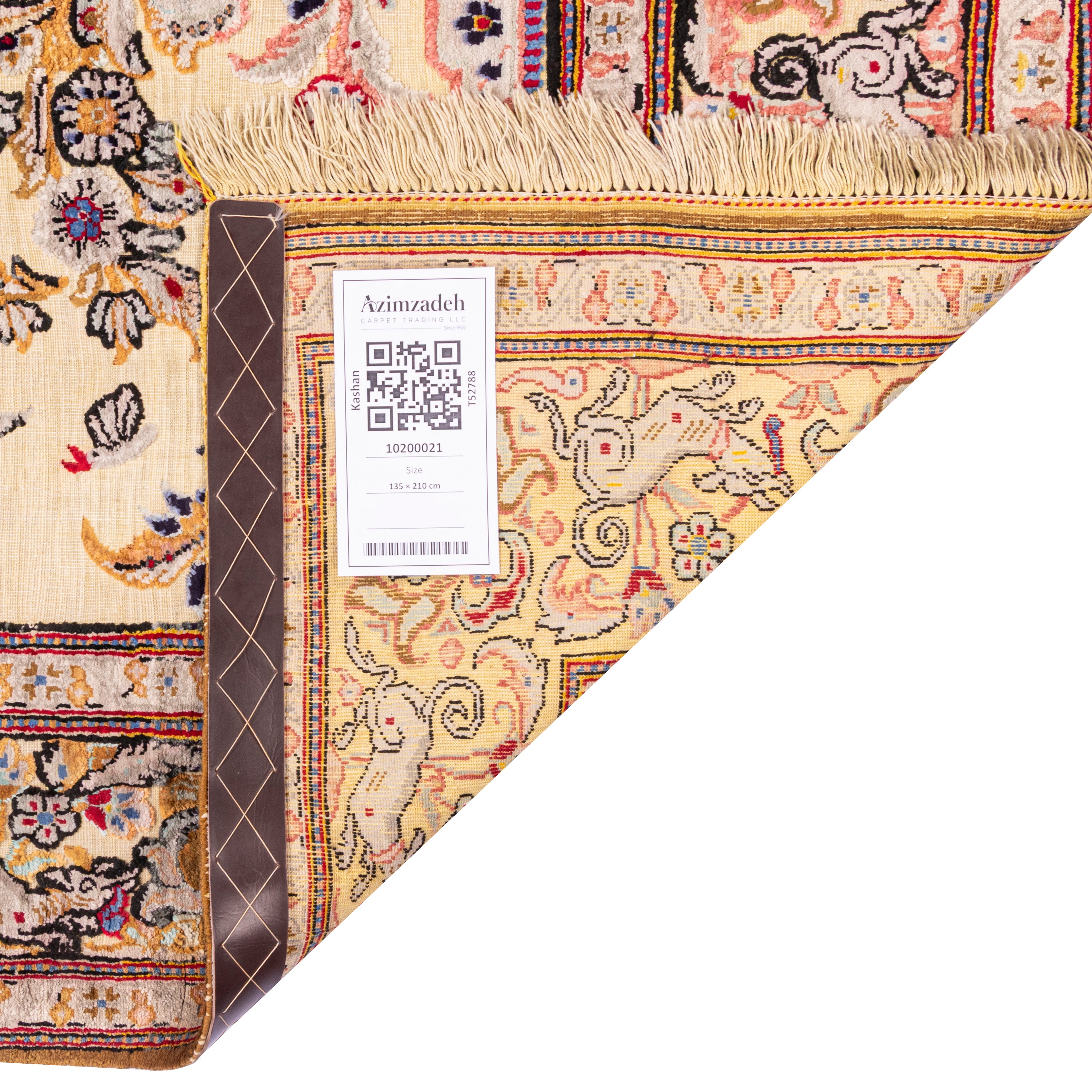فرش دستباف کاشان — گلدانی | پرز ابریشم / چله ابریشم | 210 × 135 سانتیمتر | کد محصول 10200021