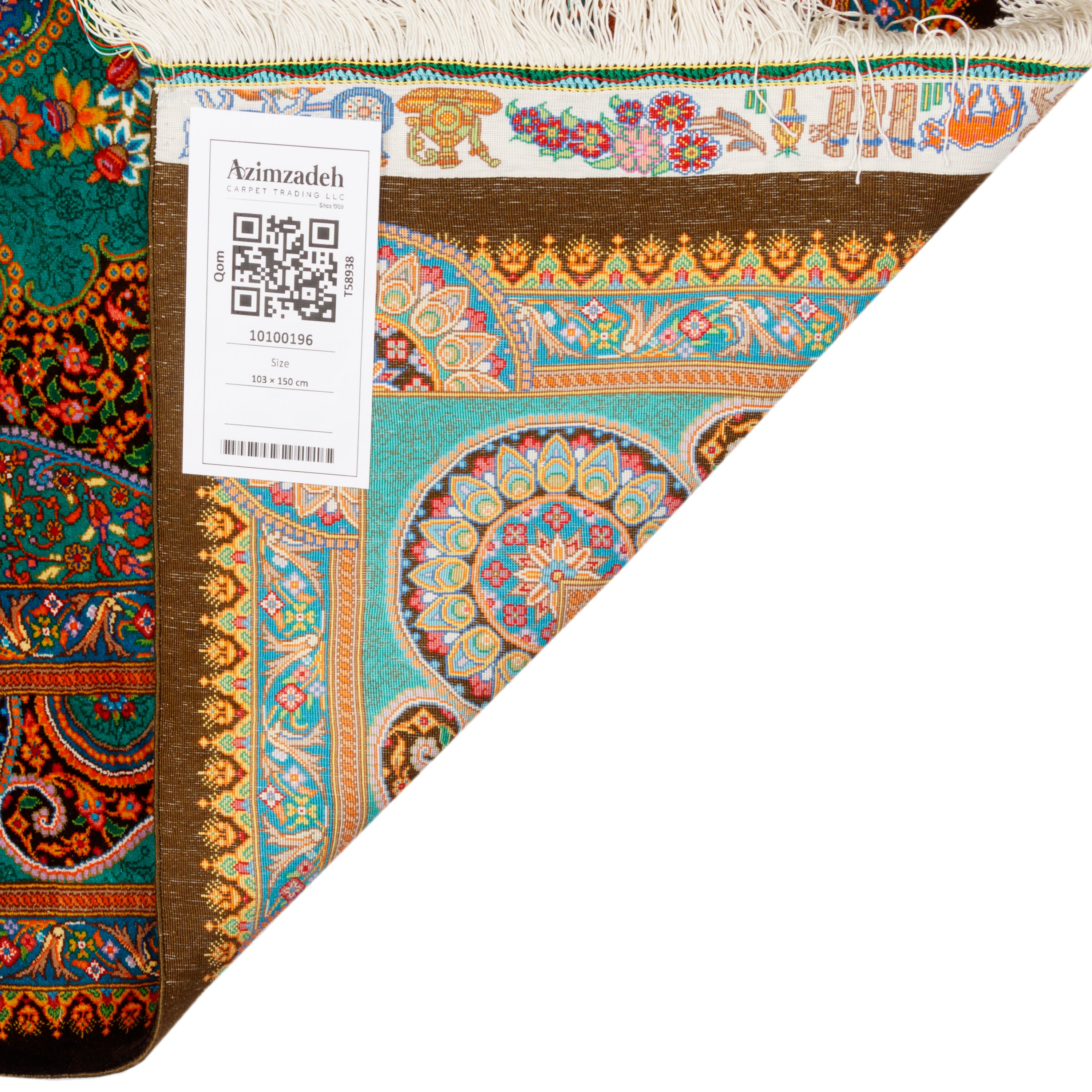 Qom Handmade Carpet — Lachak Toranj | Full Silk | 103 × 150 cm | SKU 10100196