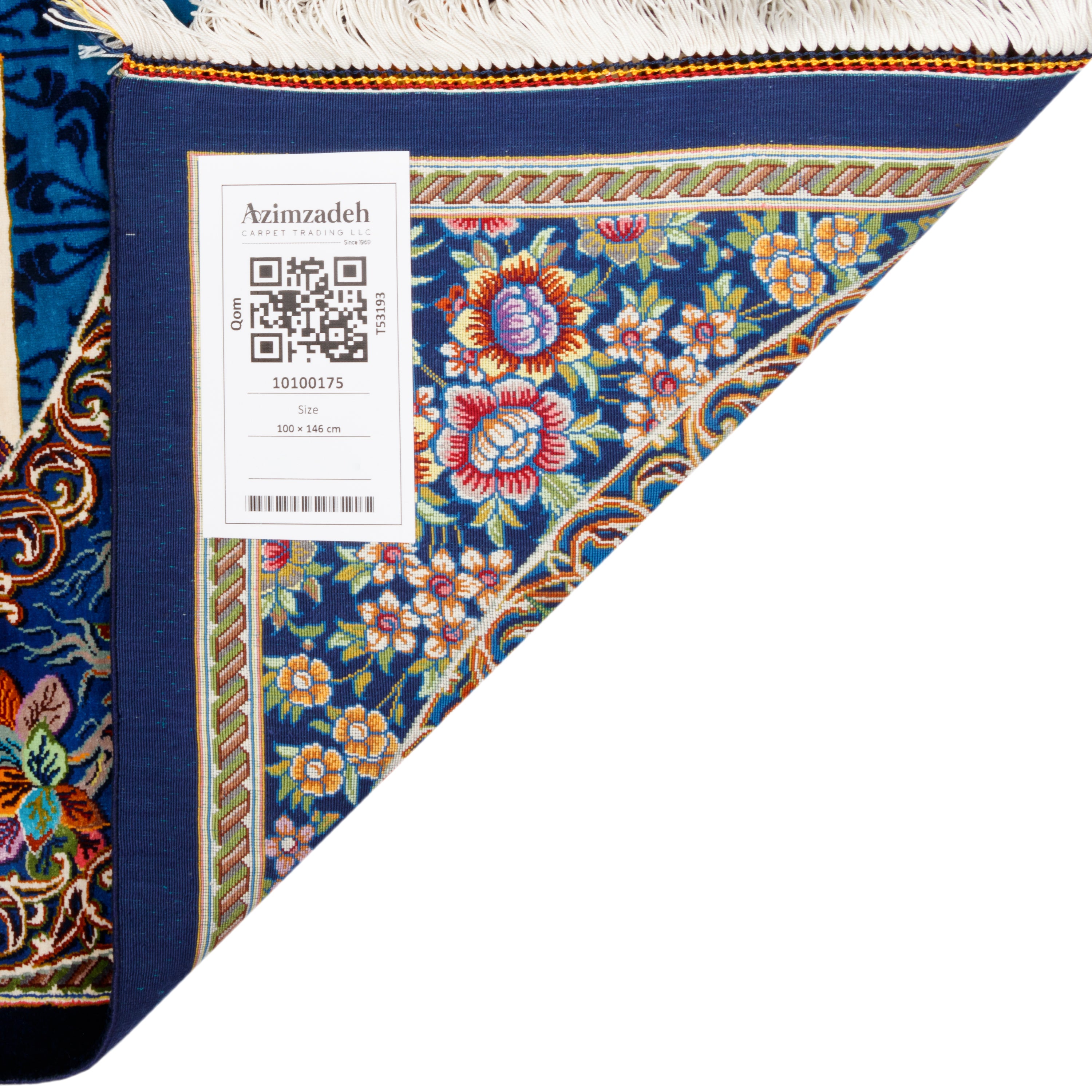Qom Handmade Carpet — Sarasar | Full Silk | 100 × 146 cm | SKU 10100175
