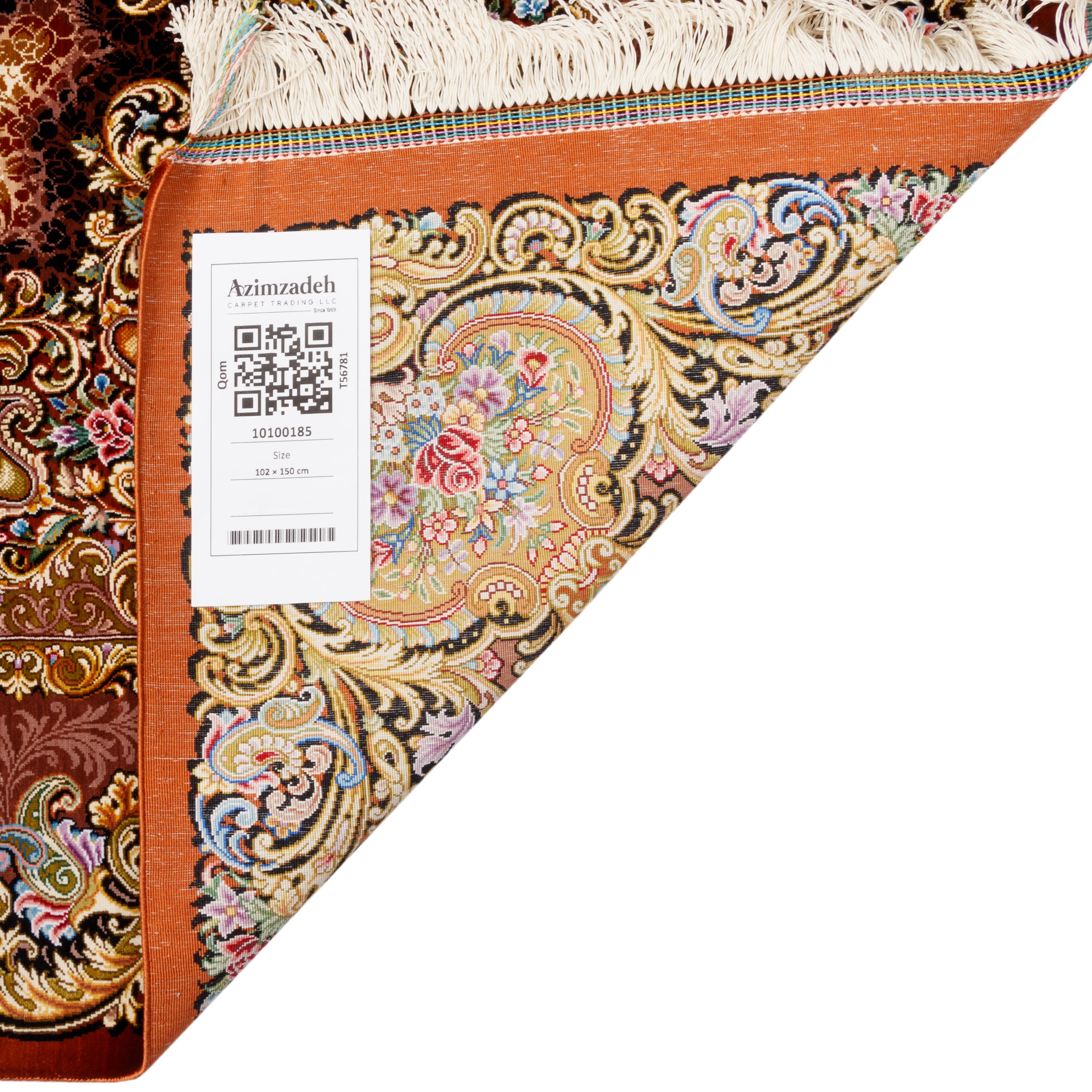 Qom Handmade Carpet — Lachak Toranj | Full Silk | 102 × 150 cm | SKU 10100185