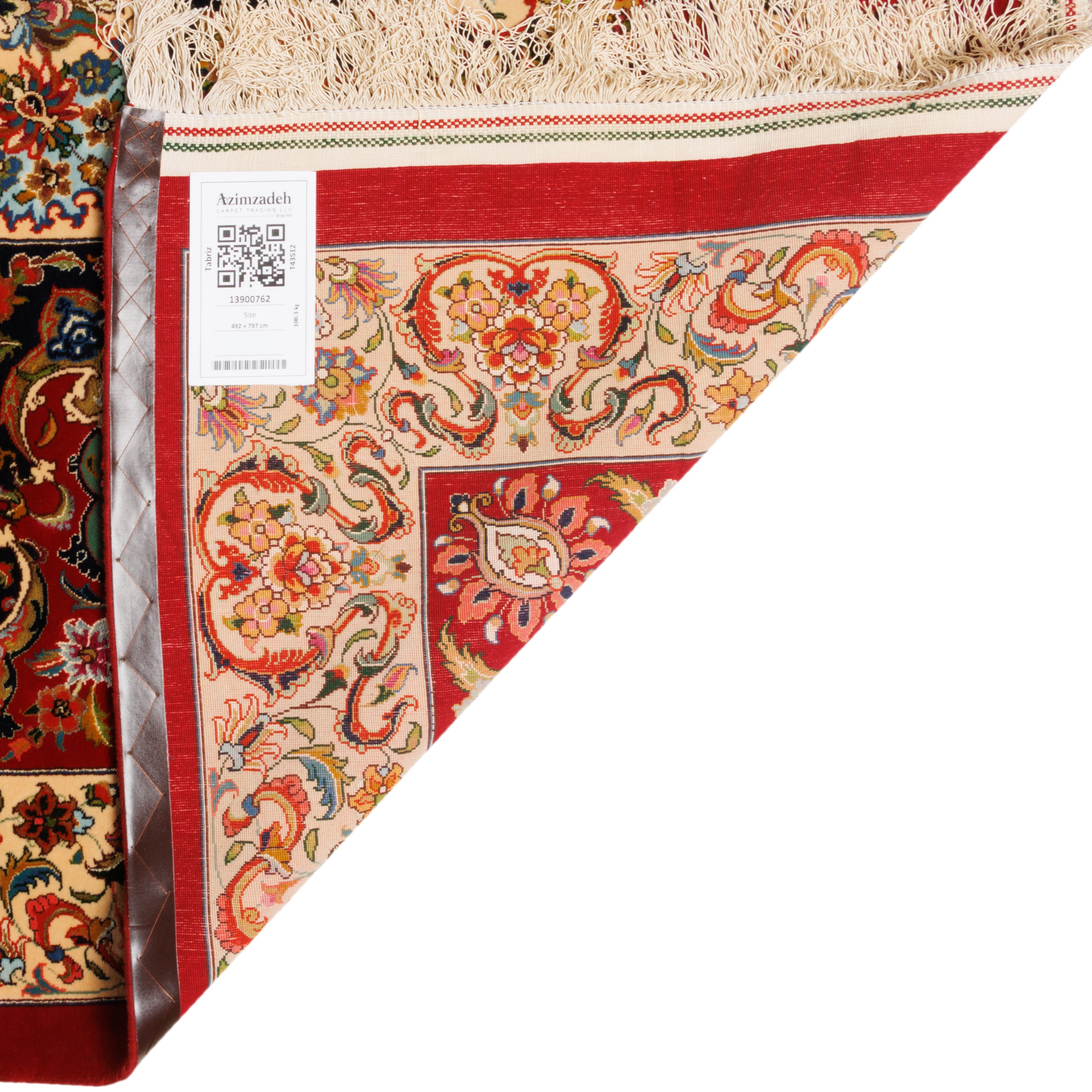 سجاد تبريز اليدوي — طرح ترنج | وبر حرير / سداة حرير | 492 × 797 سم | SKU 13900764