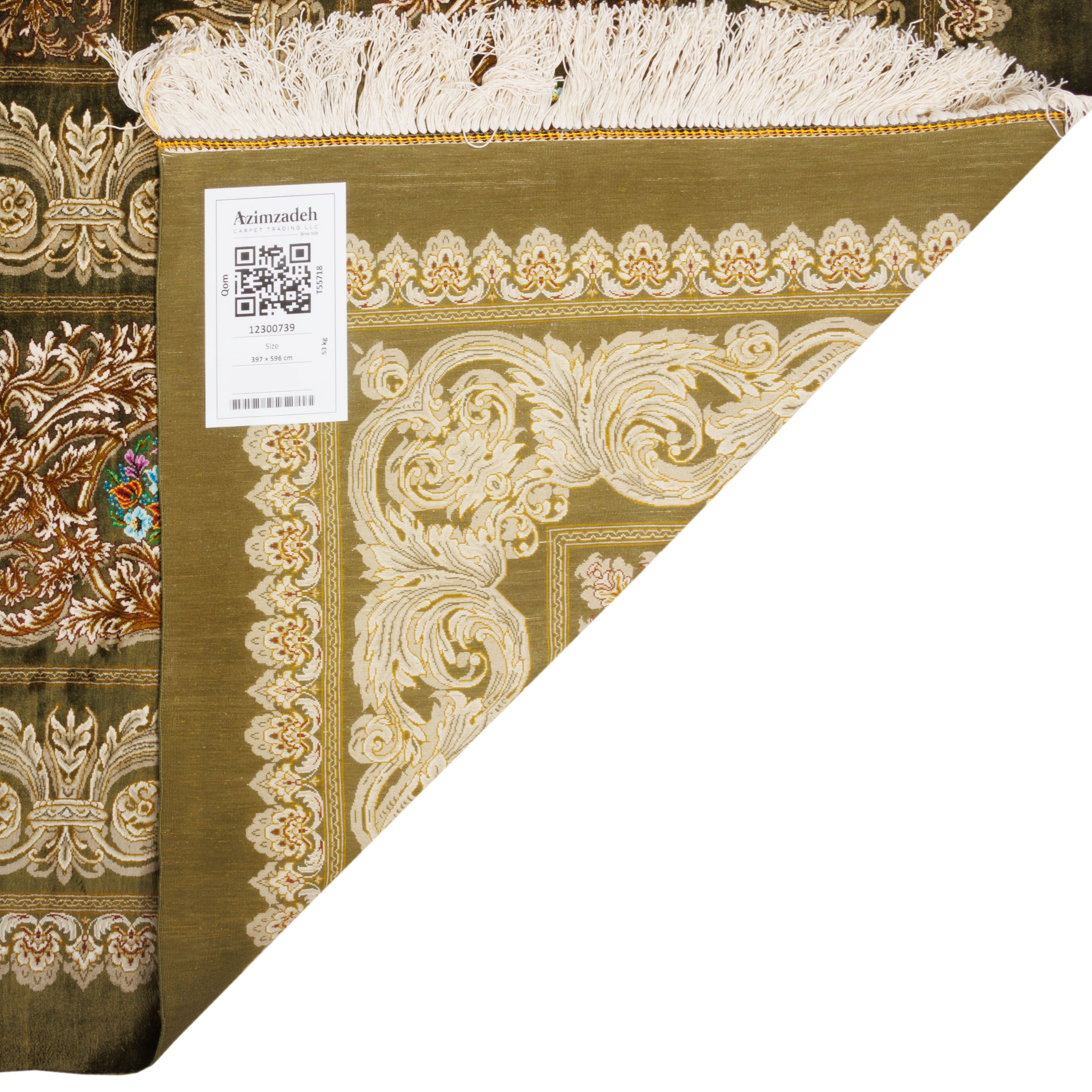 Qom Handmade Carpet — Lachak Toranj | Full Silk | 397 × 596 cm | SKU 12300739