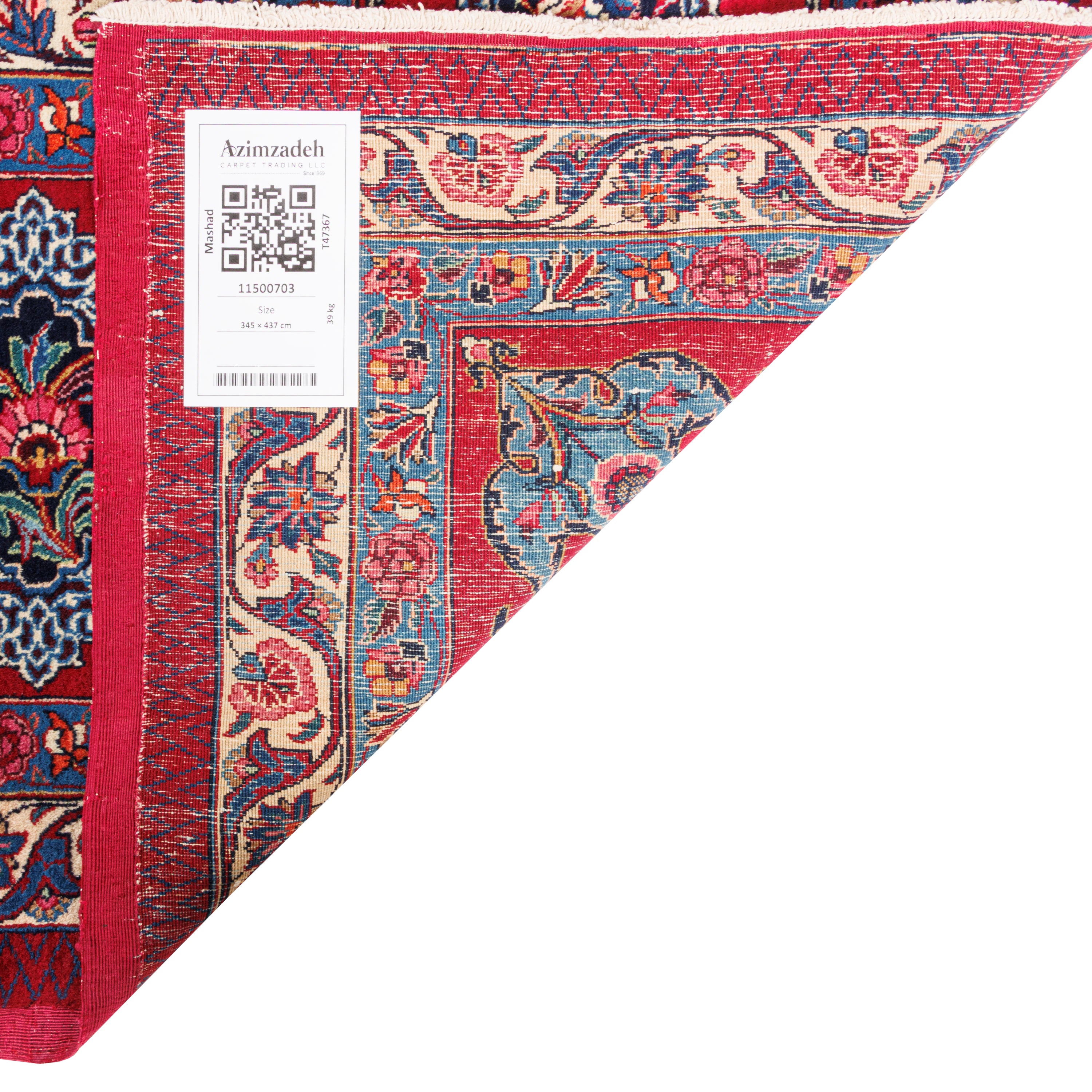 Mashhad Handmade Carpet — Toranj-dar | Wool / Cotton Warp | 345 × 437 cm | SKU 11500703