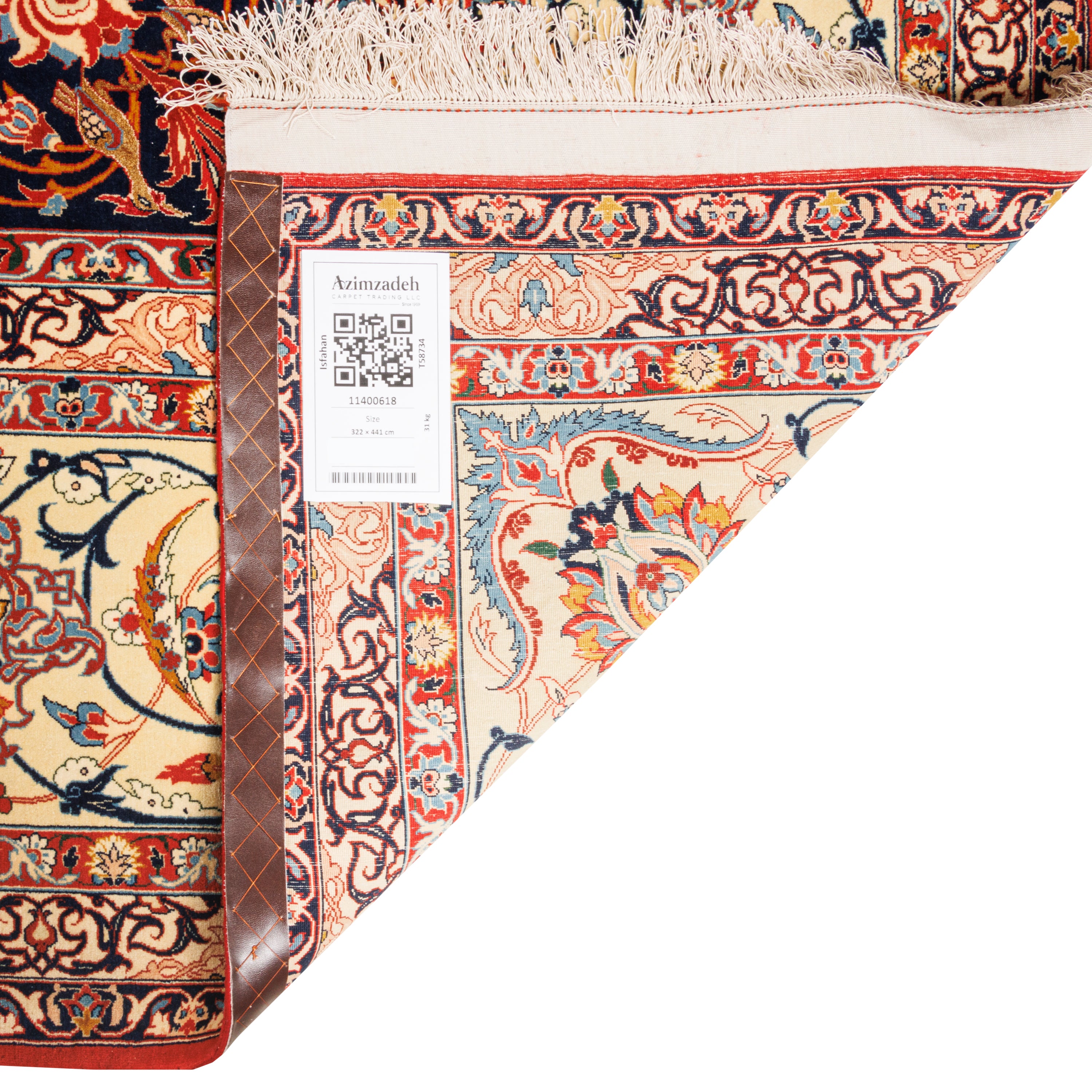 Isfahan Handmade Carpet — Lachak Toranj | Silk Pile / Silk Warp | 322 × 441 cm | SKU 11400618