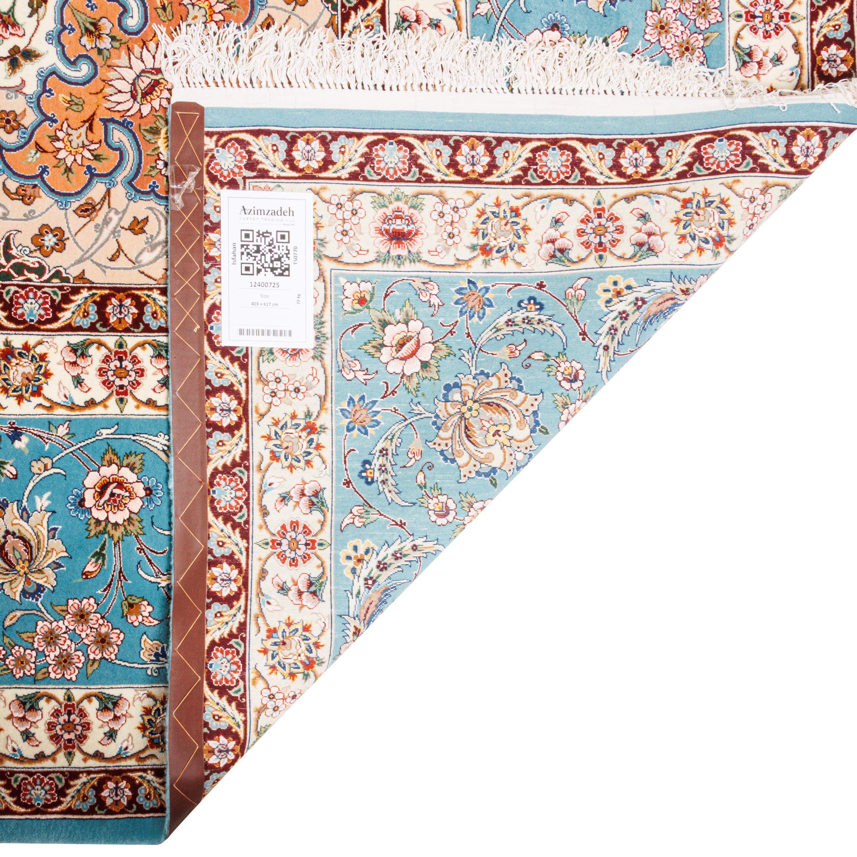 Isfahan Handmade Carpet — Lachak Toranj | Silk Pile / Silk Warp | 403 × 617 cm | SKU 12400725