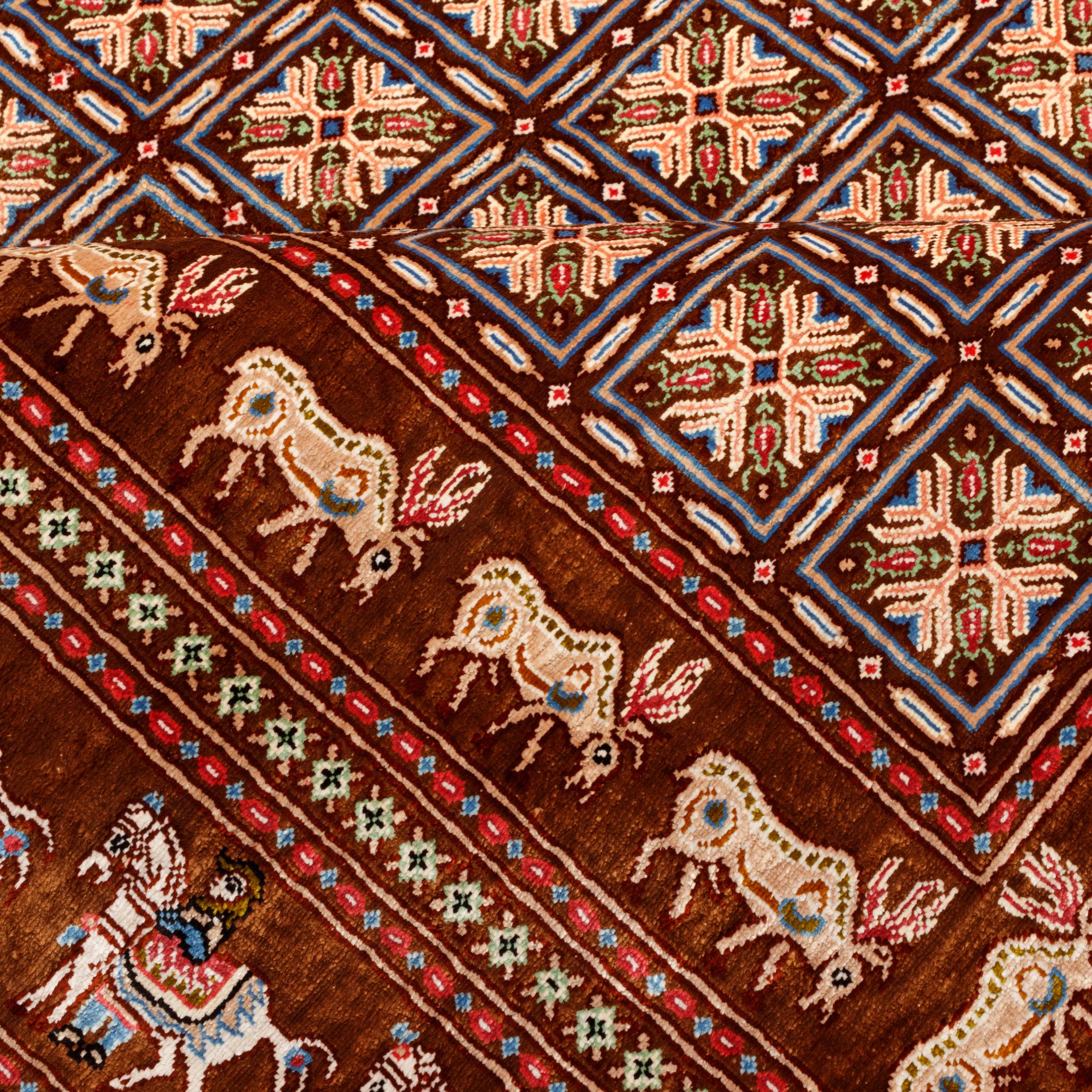 سجاد قم اليدوي — ساراسار | حرير كامل | 98 × 140 سم | رمز التخزين التعريفي 10100207