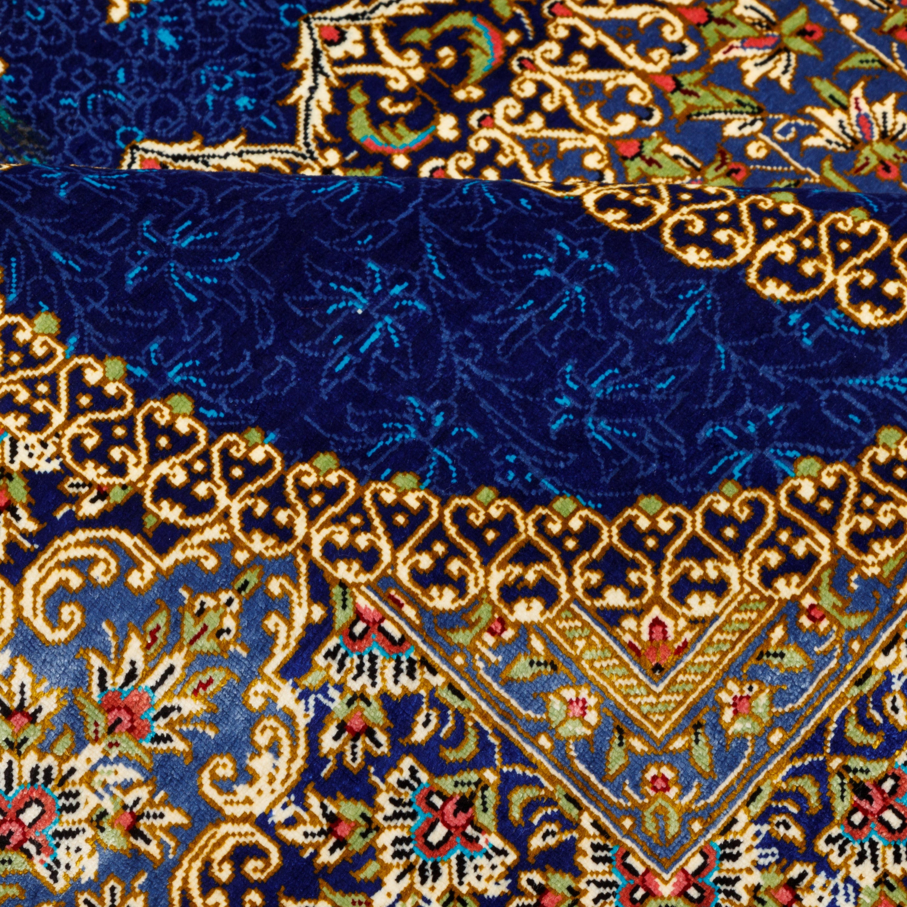 Qom Handmade Carpet — Toranj-dar | Full Silk | 100 × 150 cm | SKU 10100178