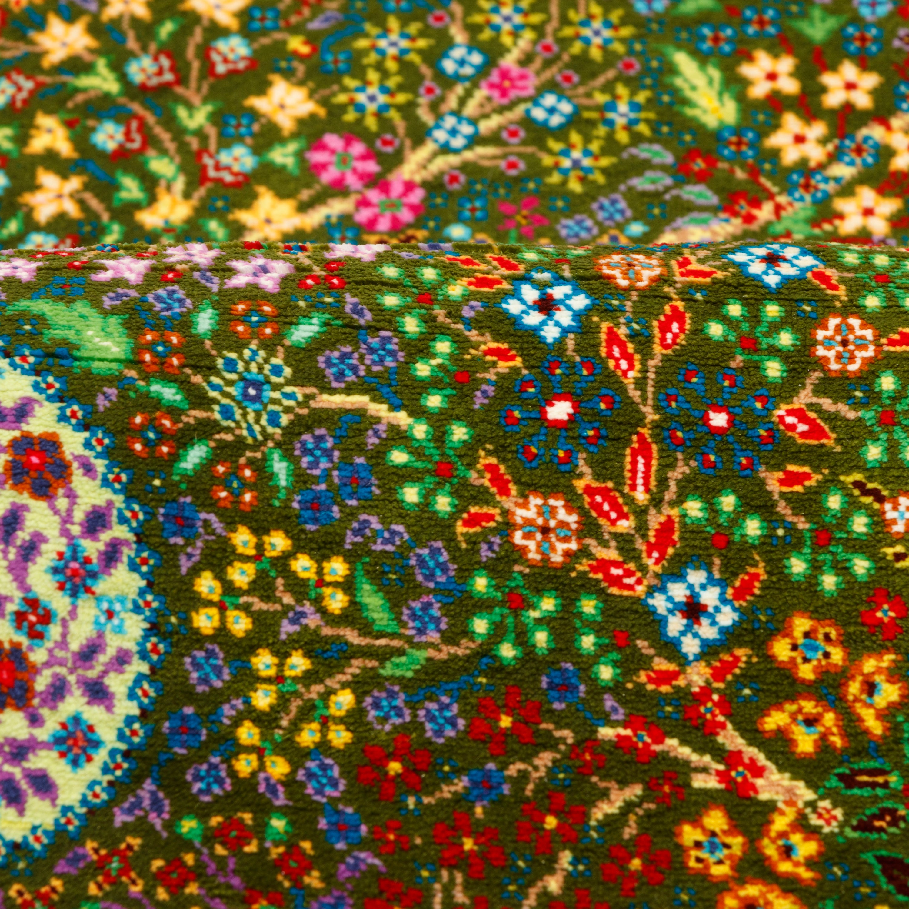 Qom Handmade Carpet — Derakht | Full Silk | 53 × 102 cm | SKU 10000268