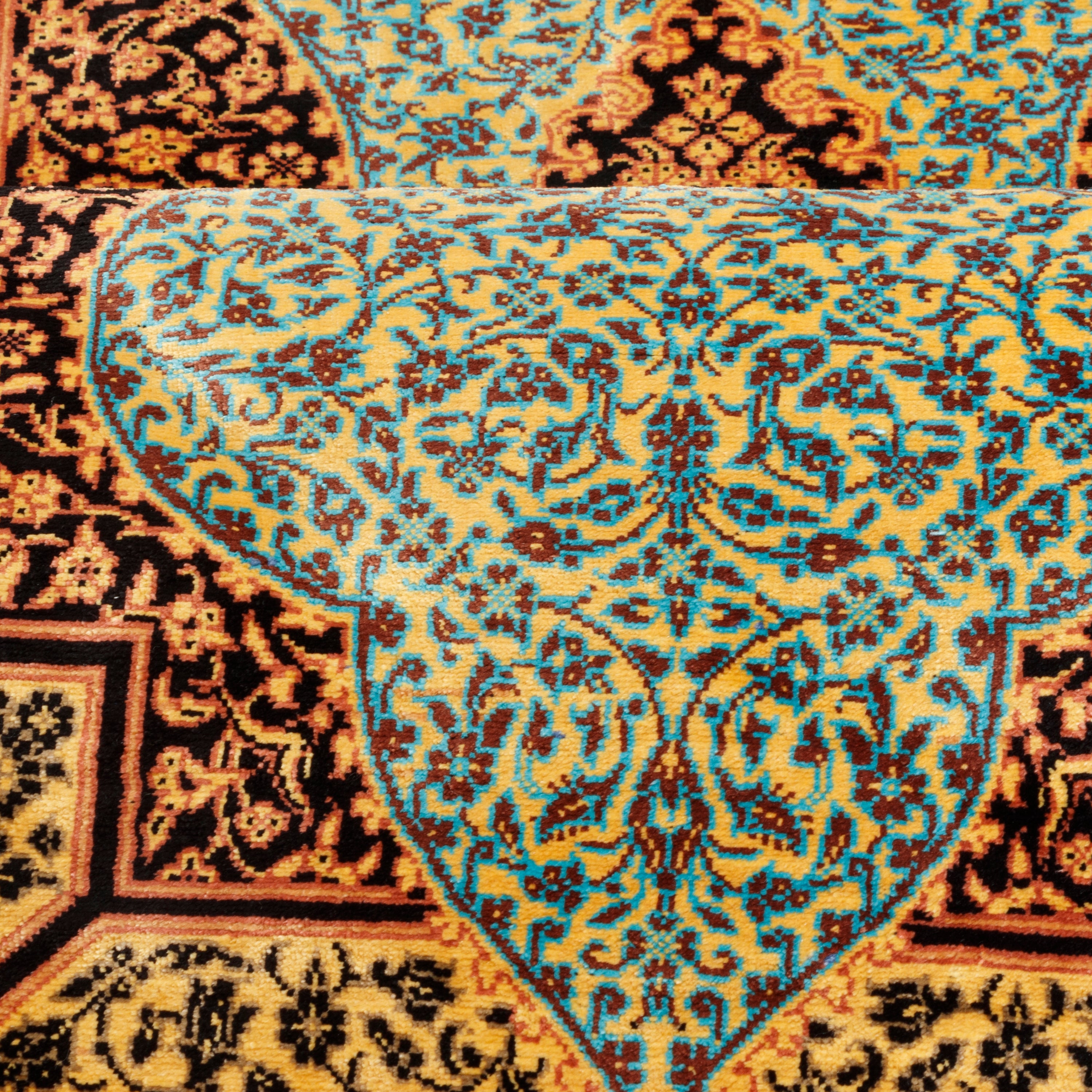 Qom Handmade Carpet — Lachak Toranj | Full Silk | 47 × 94 cm | SKU 10000249