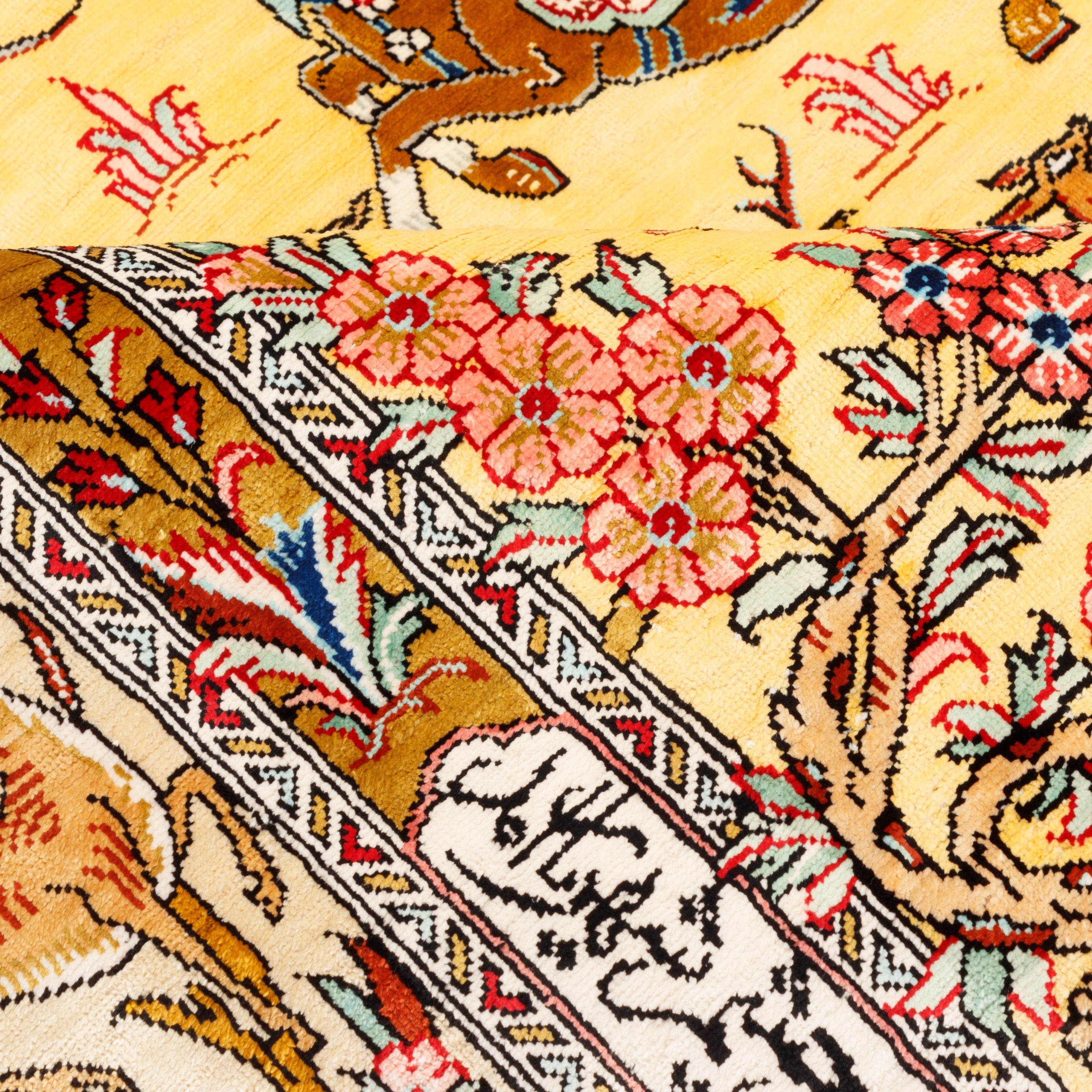 سجادة قم يدوية — ساراسار | حرير كامل | 100 × 158 سم | رمز المنتج 10100168