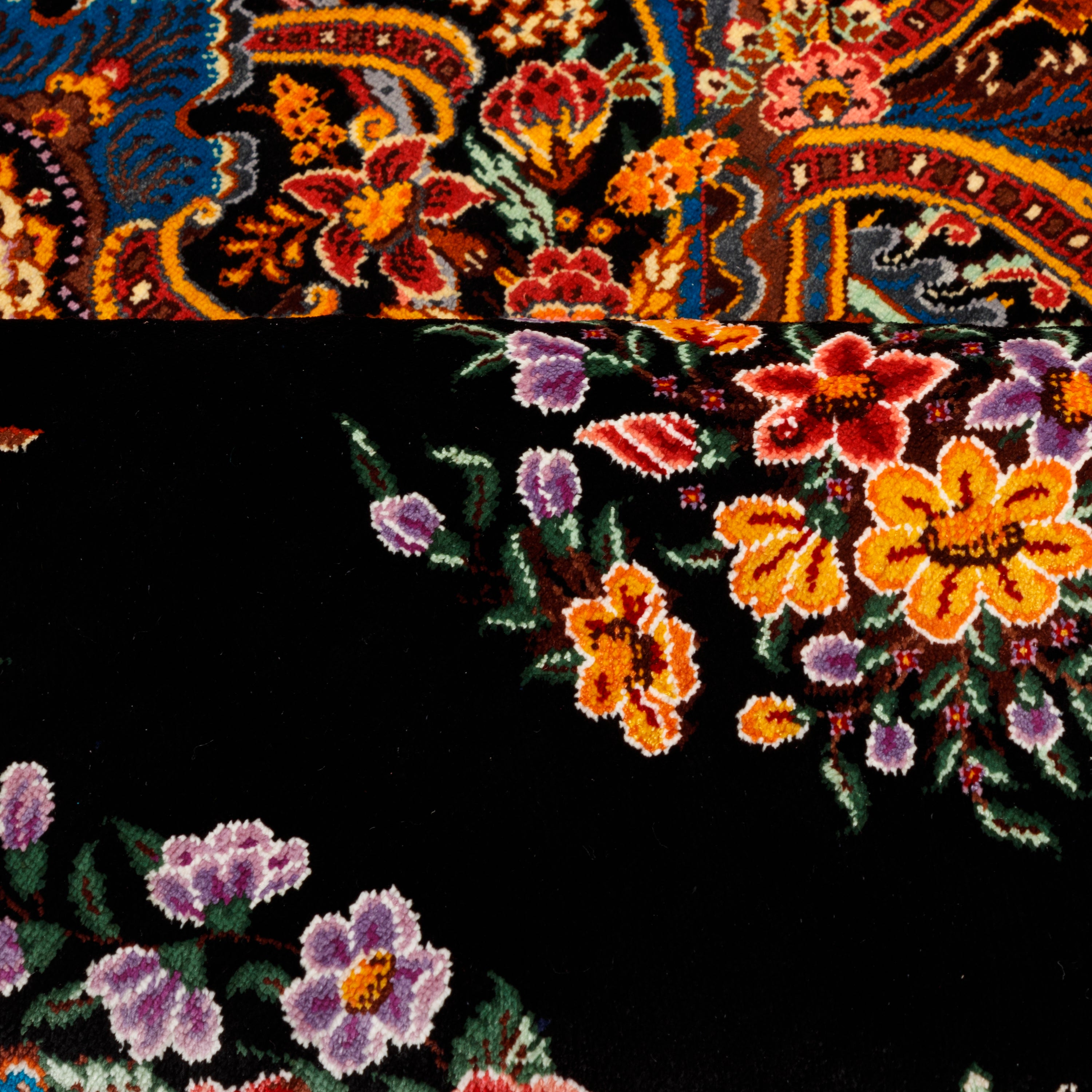 Qom Handmade Carpet — Lachak Toranj | Full Silk | 80 × 120 cm | SKU 10000240