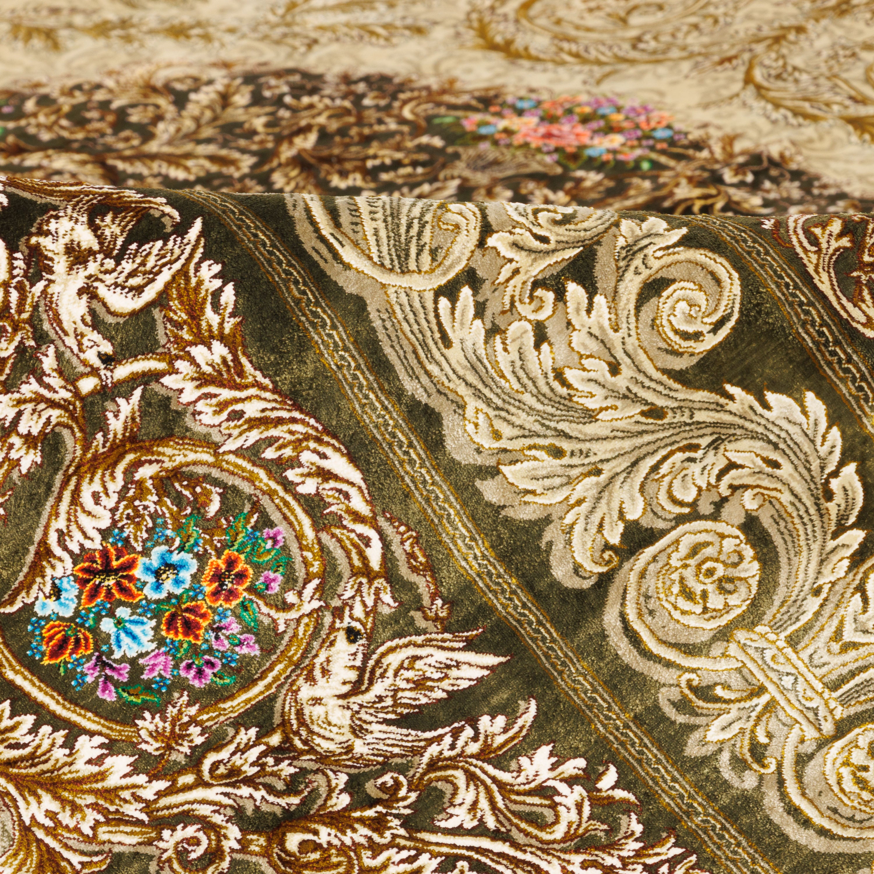 Qom Handmade Carpet — Lachak Toranj | Full Silk | 397 × 596 cm | SKU 12300739