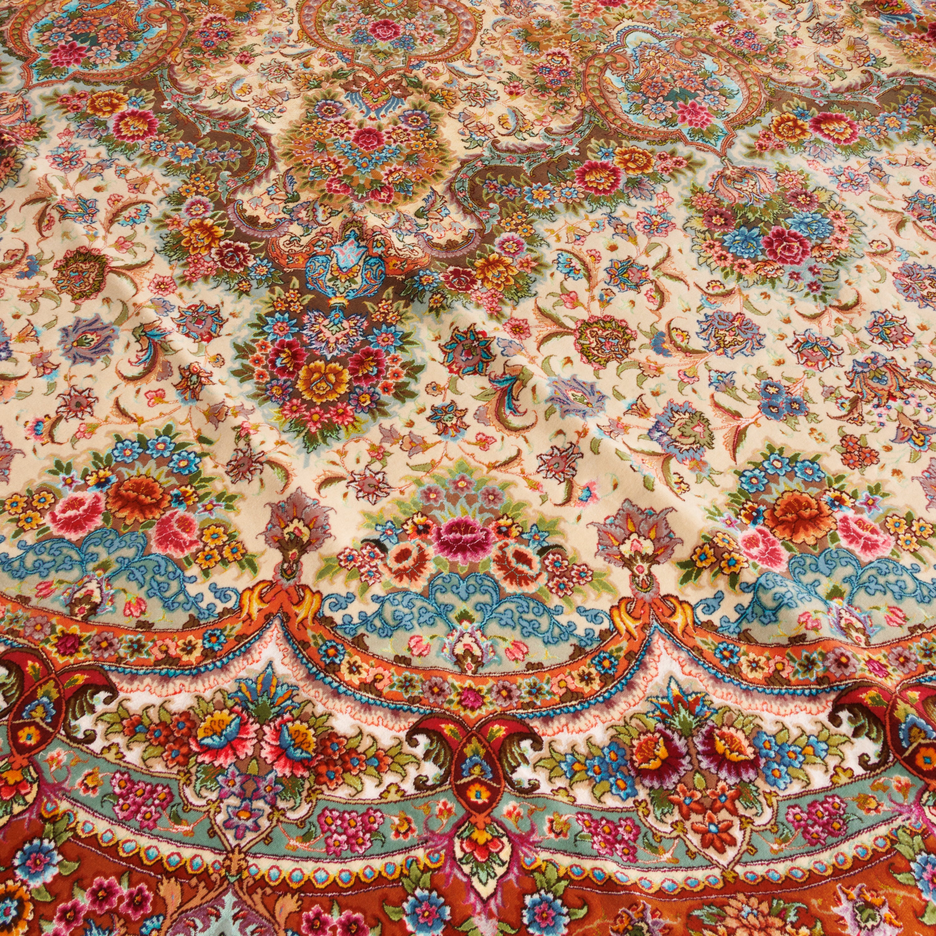 Tabriz Handmade Carpet — Toranj-dar | Silk Pile / Silk Warp | 680 × 720 cm | SKU 14801118
