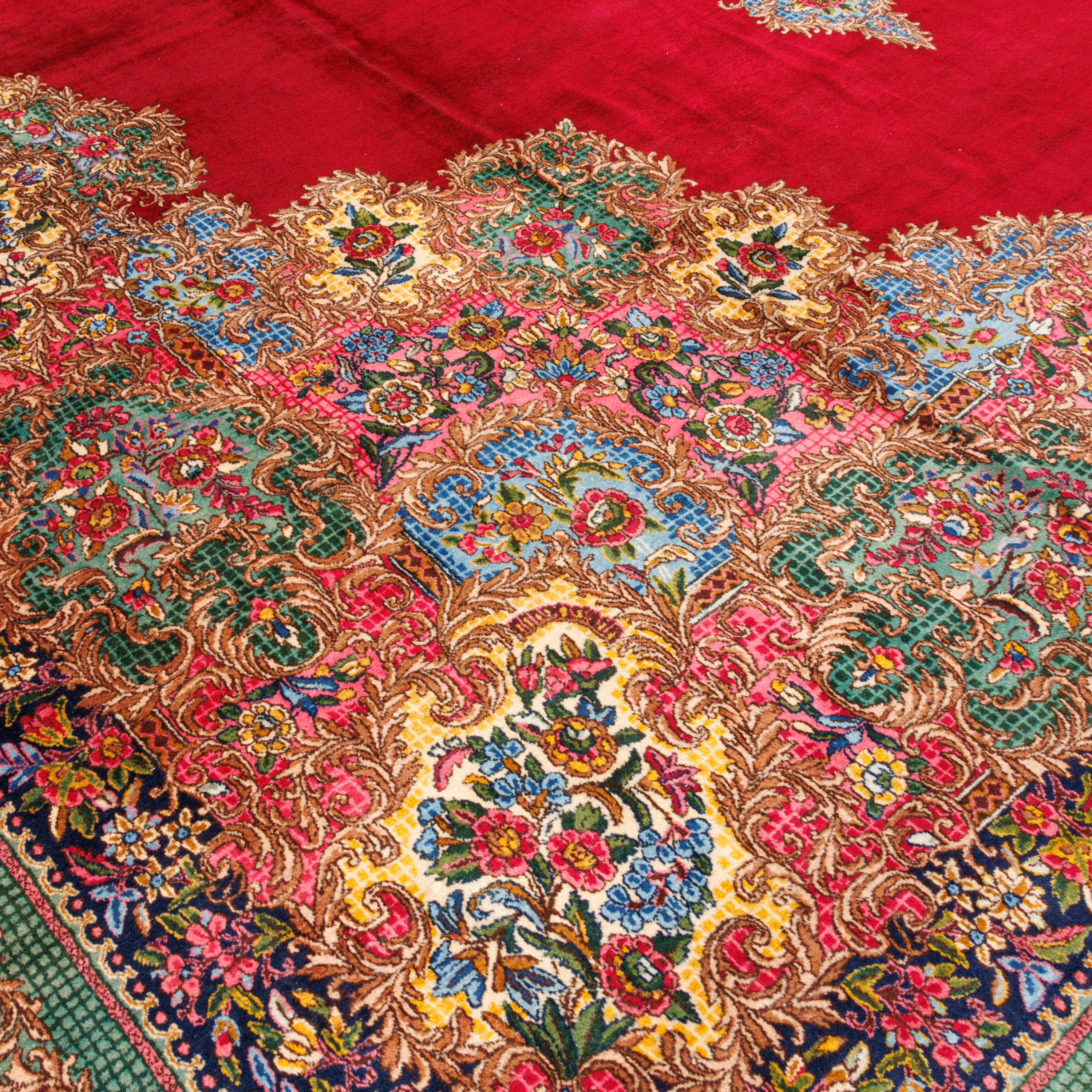 Kerman Handmade Carpet — Kaf Sadeh | Wool / Cotton Warp | 410 × 493 cm | SKU 12000622