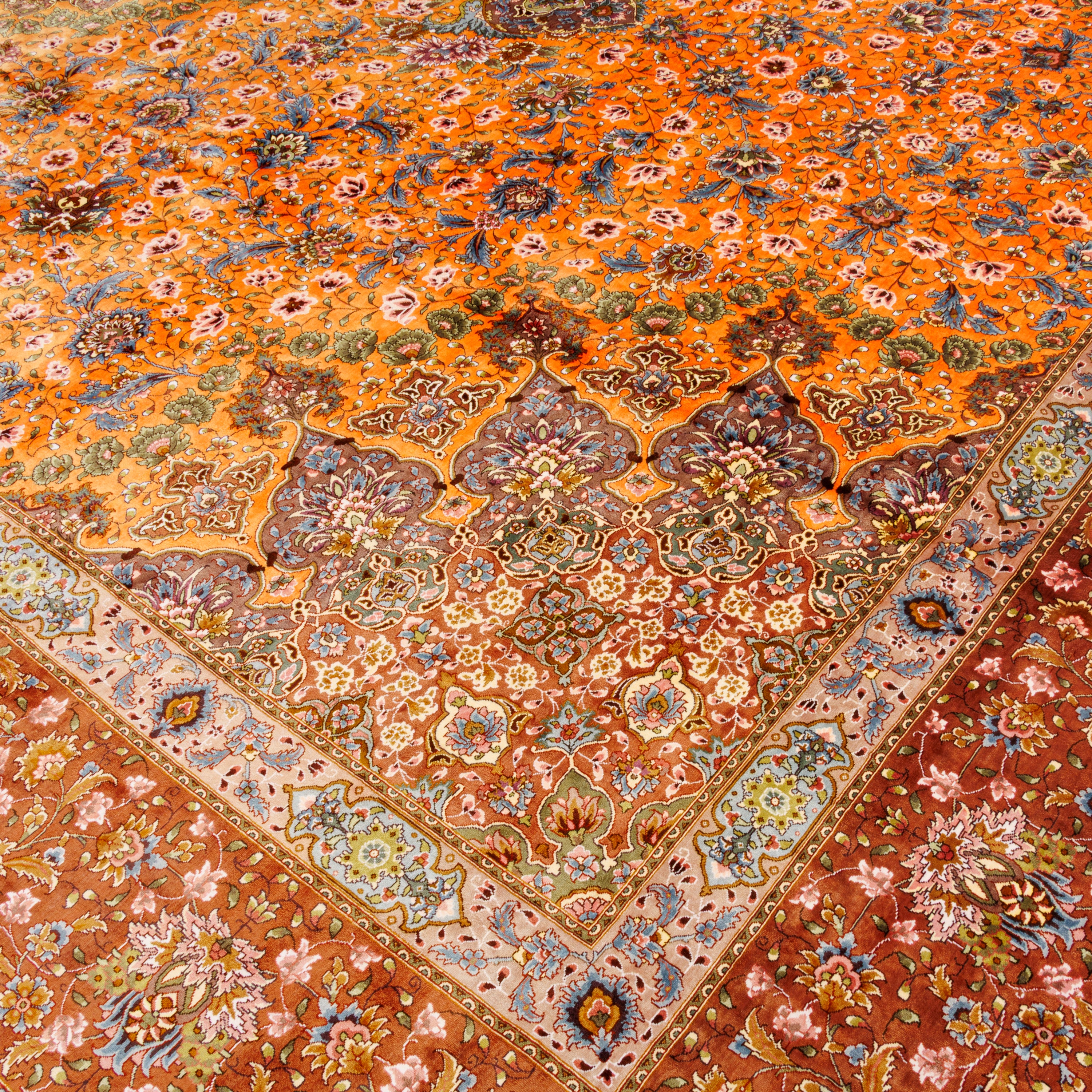 Tabriz Handmade Carpet — Lachak Toranj | Full Silk | 394 × 584 cm | SKU 12300723