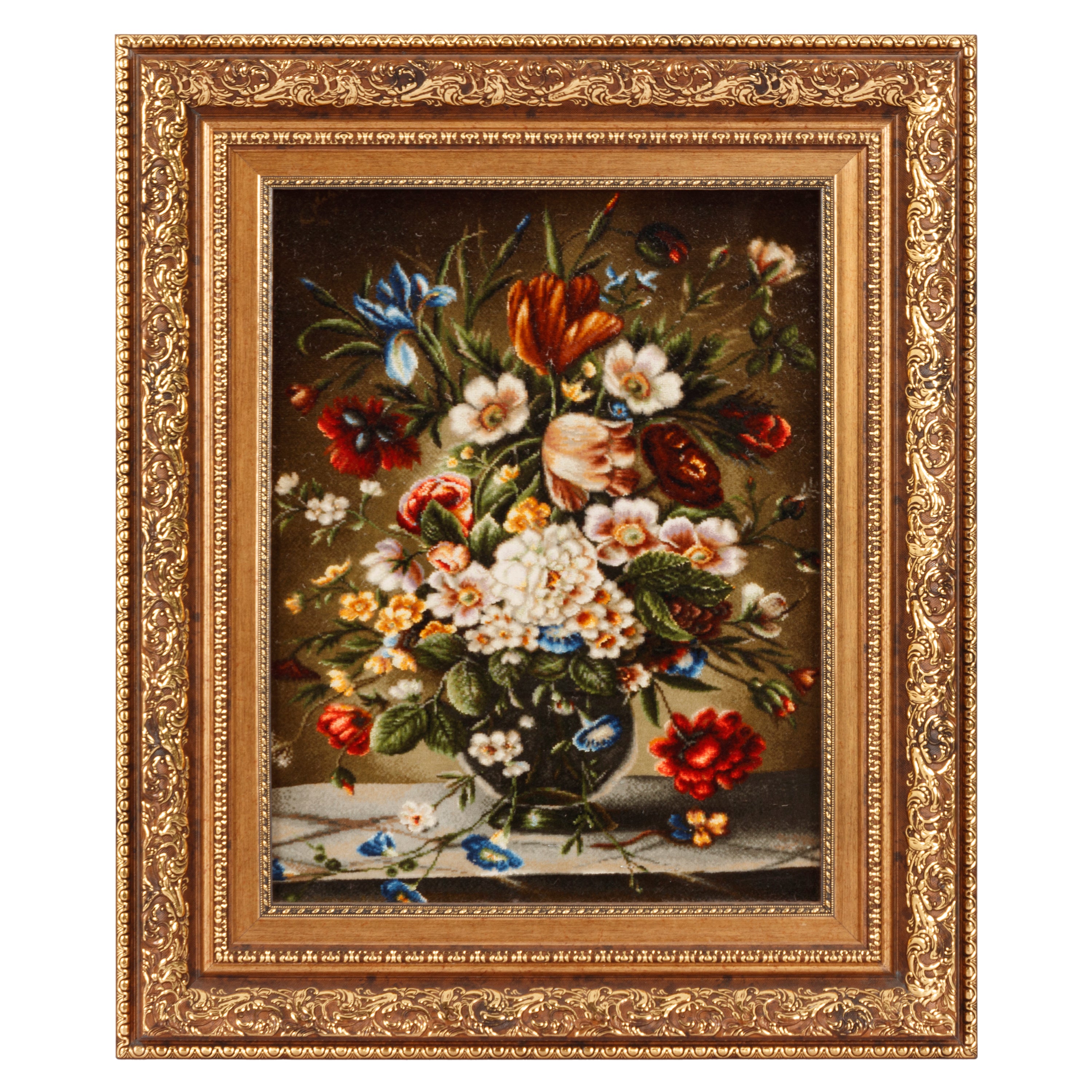 تابلو فرش دستباف تبریز — سرتاسری | پرز ابریشم / چله ابریشم | 40 × 53 سانتیمتر | کد محصول 70000894