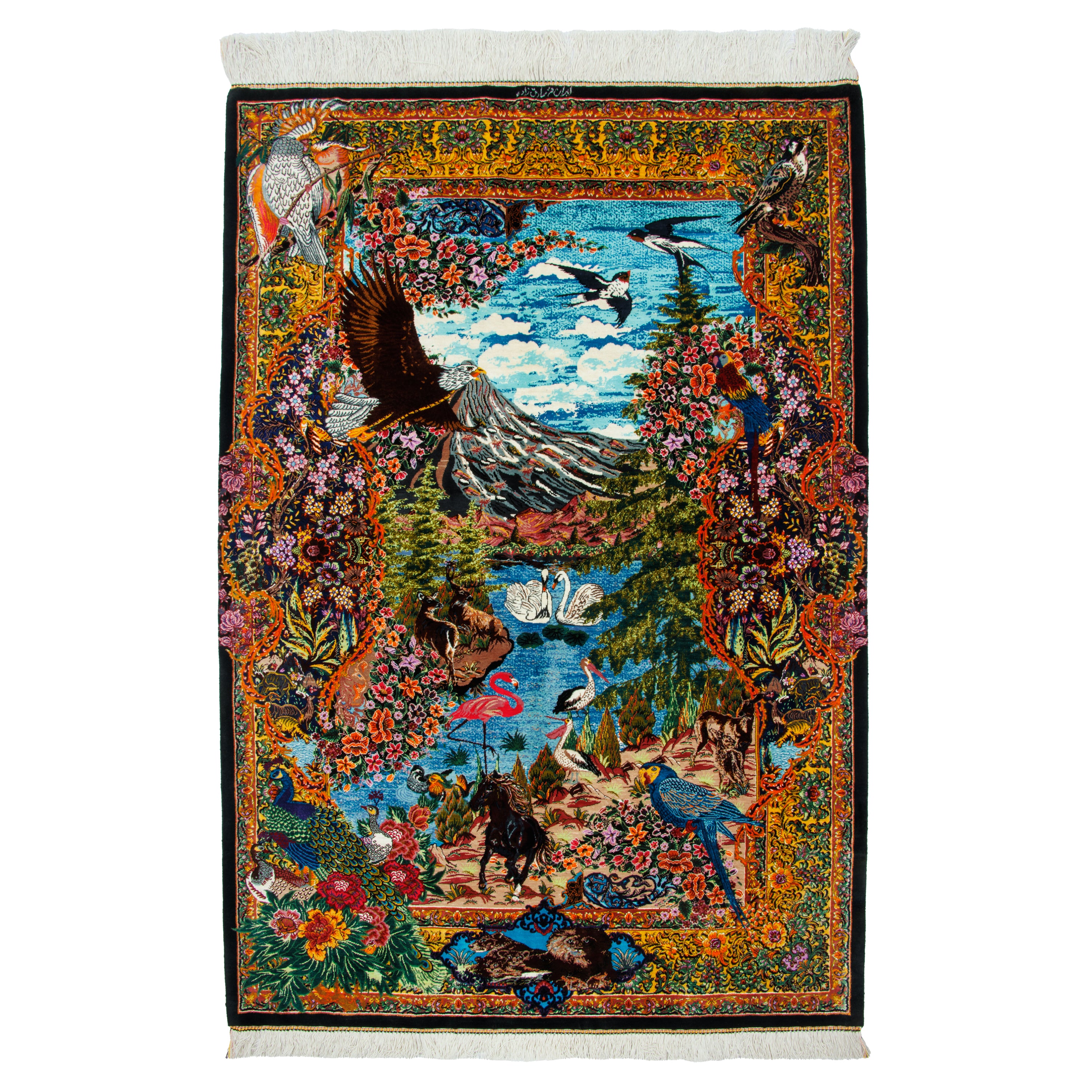 Qom Handmade Carpet — Sarasar | Full Silk | 102 × 150 cm | SKU 10101494