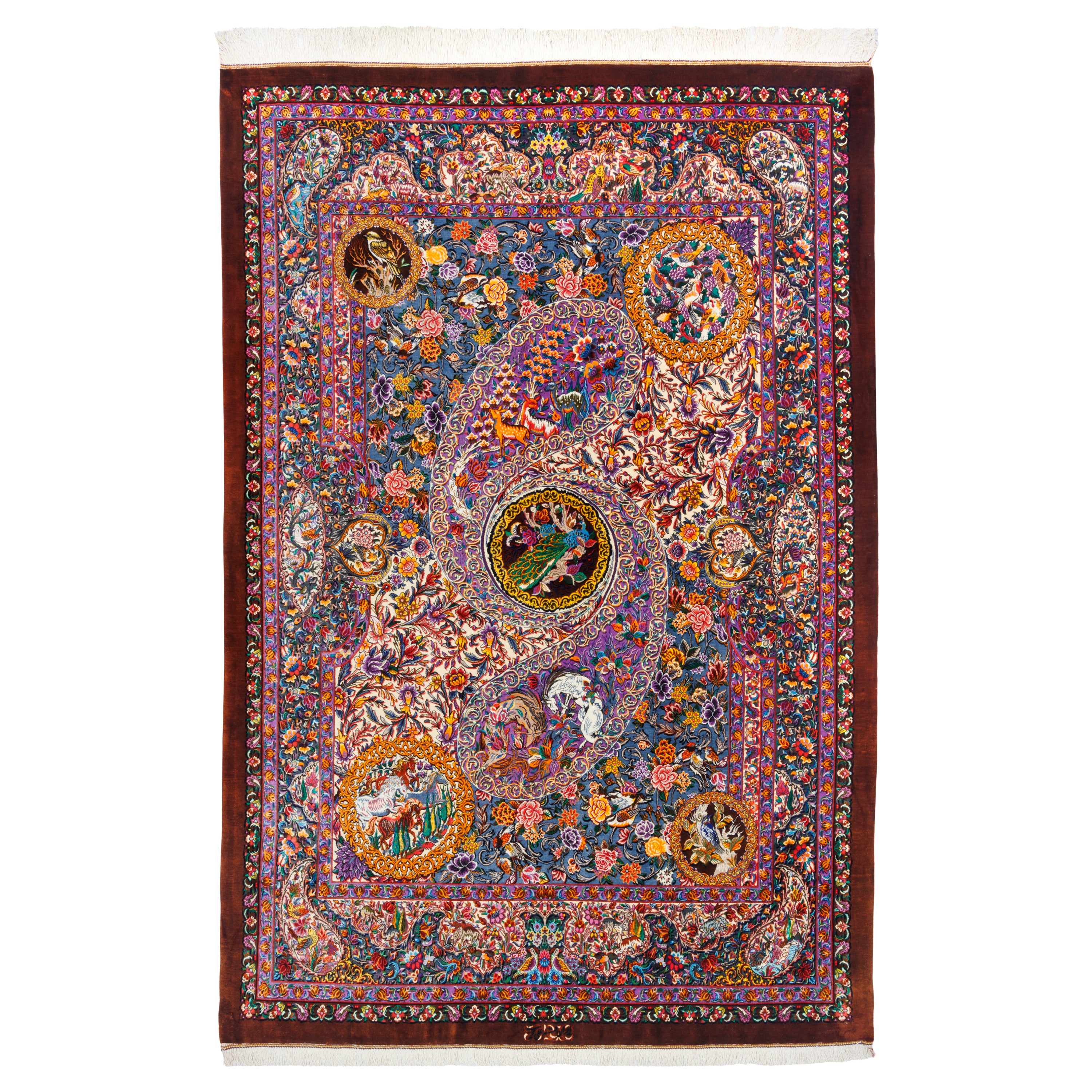 سجادة قم يدوية - ساراسار | حرير كامل | 150 × 200 سم | رمز المنتج 10300388