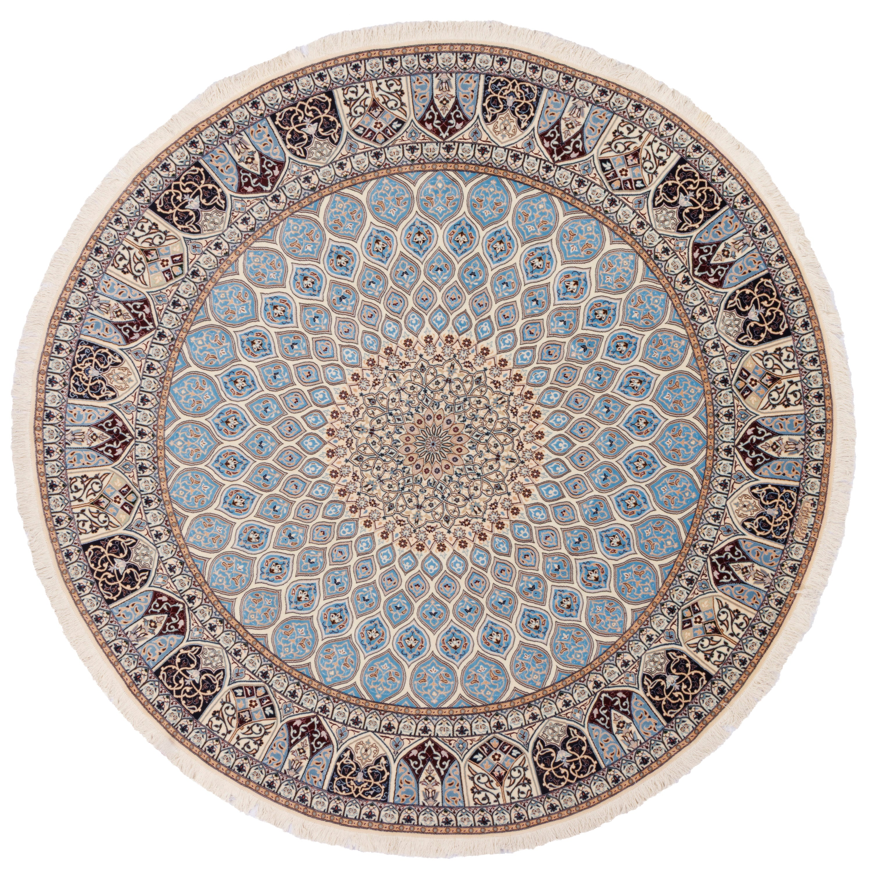 سجادة نايين اليدوية — جنبادى | وبر حرير / سدى قطن | 255 × 255 سم | رمز المنتج 10600582