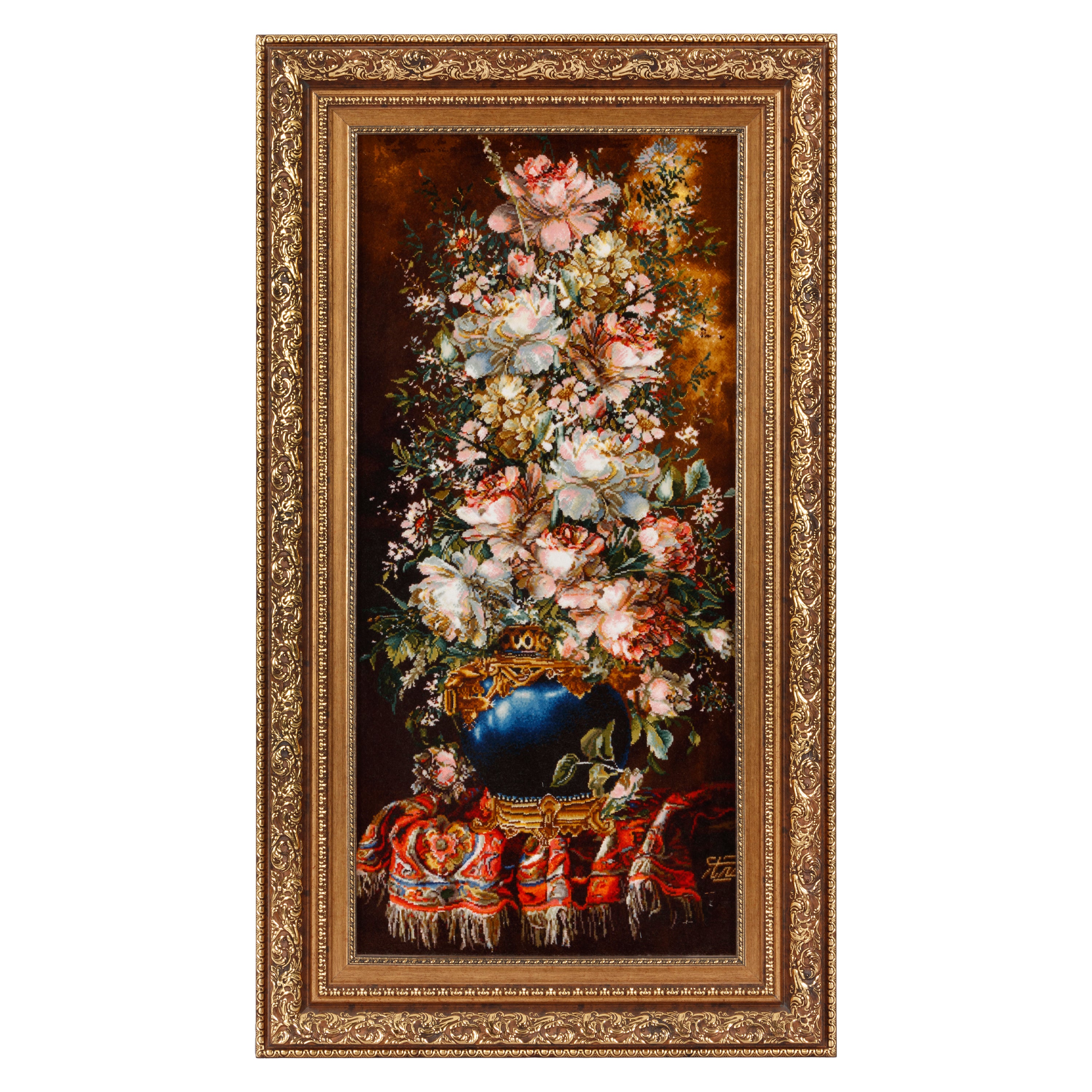 لوحة جدارية من السجاد اليدوي التبريزي - ساراسار | وبر حريري / سدى حريري | 47 × 97 سم | رمز المنتج 70000906