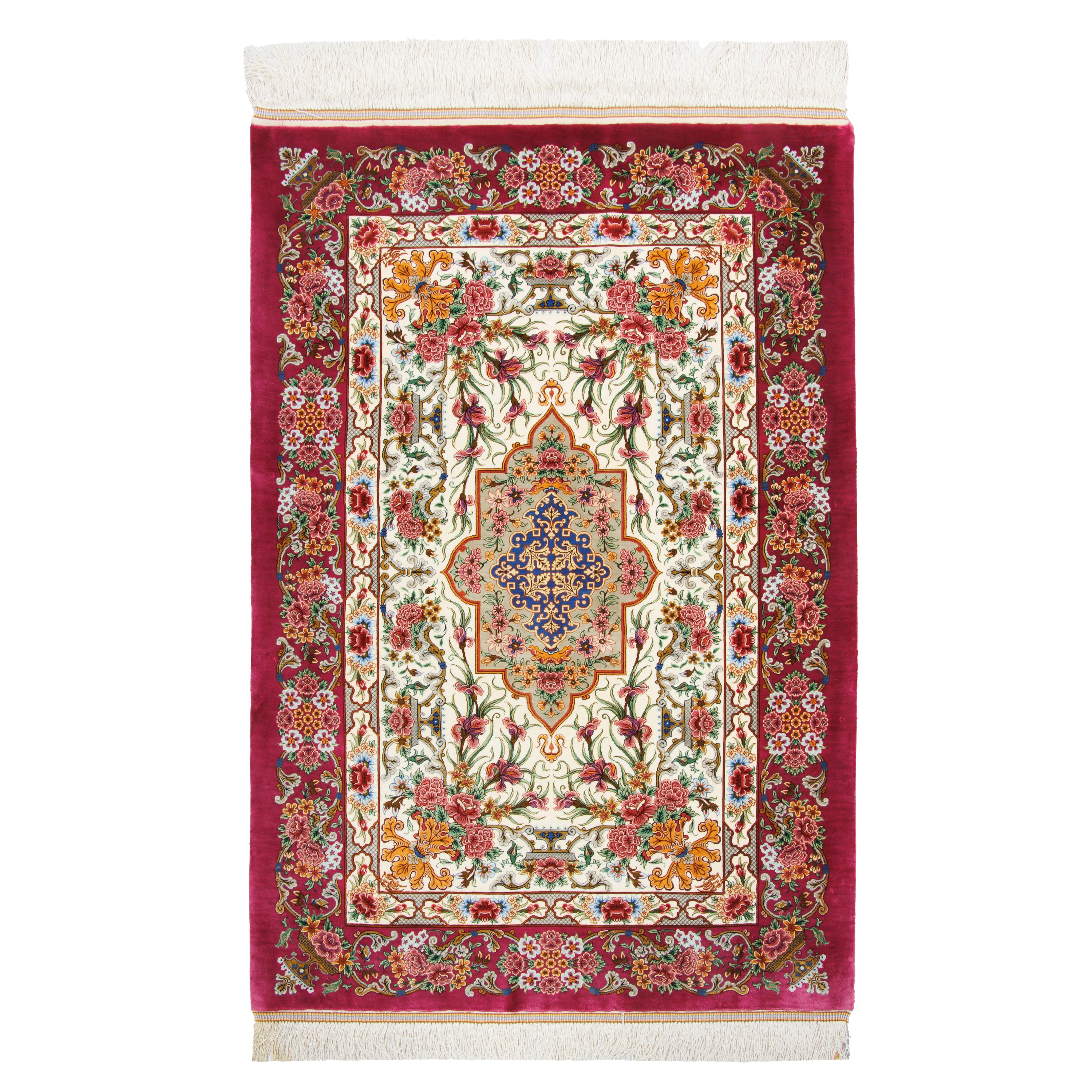 Qom Handmade Carpet — Lachak Toranj | Full Silk | 80 × 118 cm | SKU 10001487