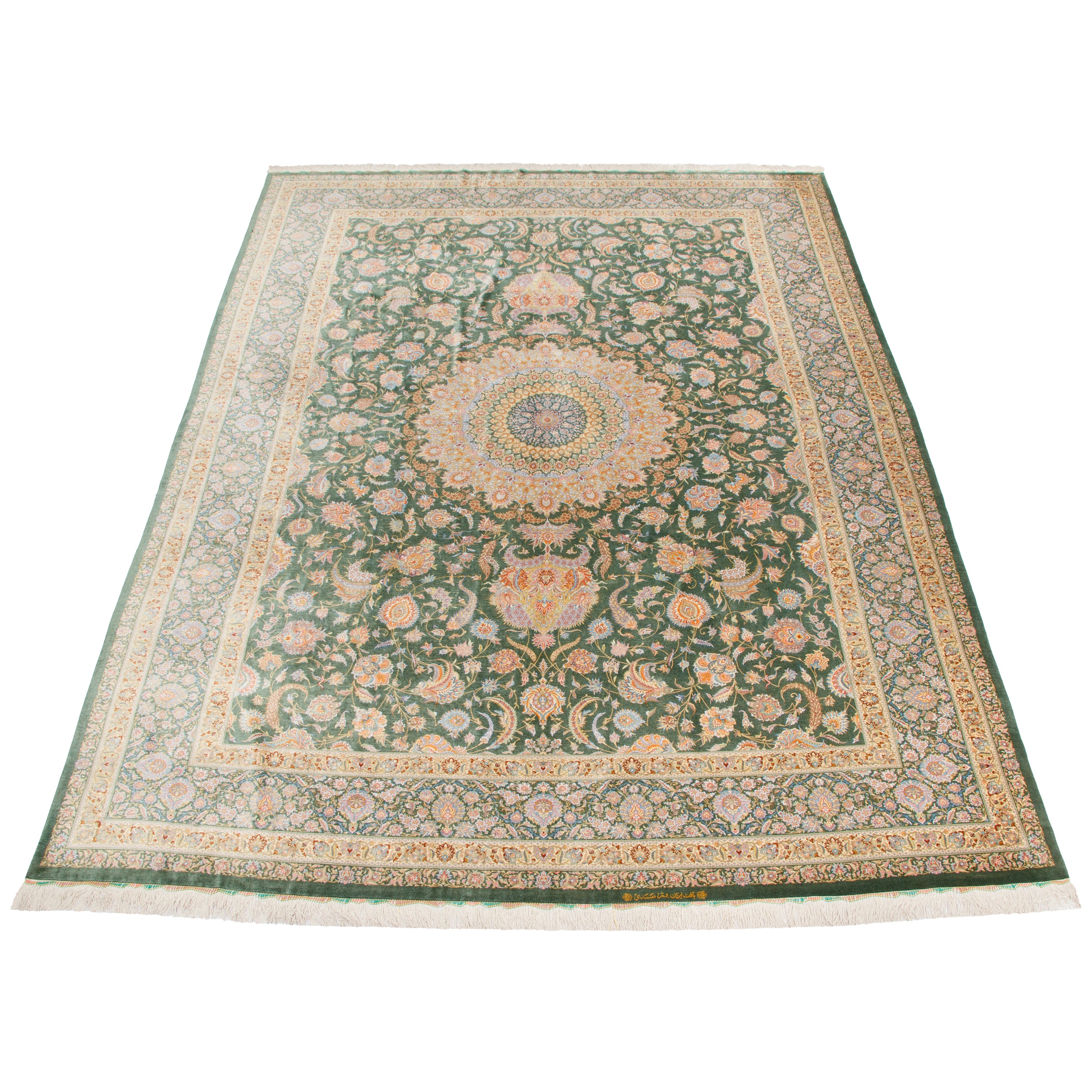 Qom Handmade Carpet — Toranj-dar | Full Silk | 291 × 404 cm | SKU 11100635
