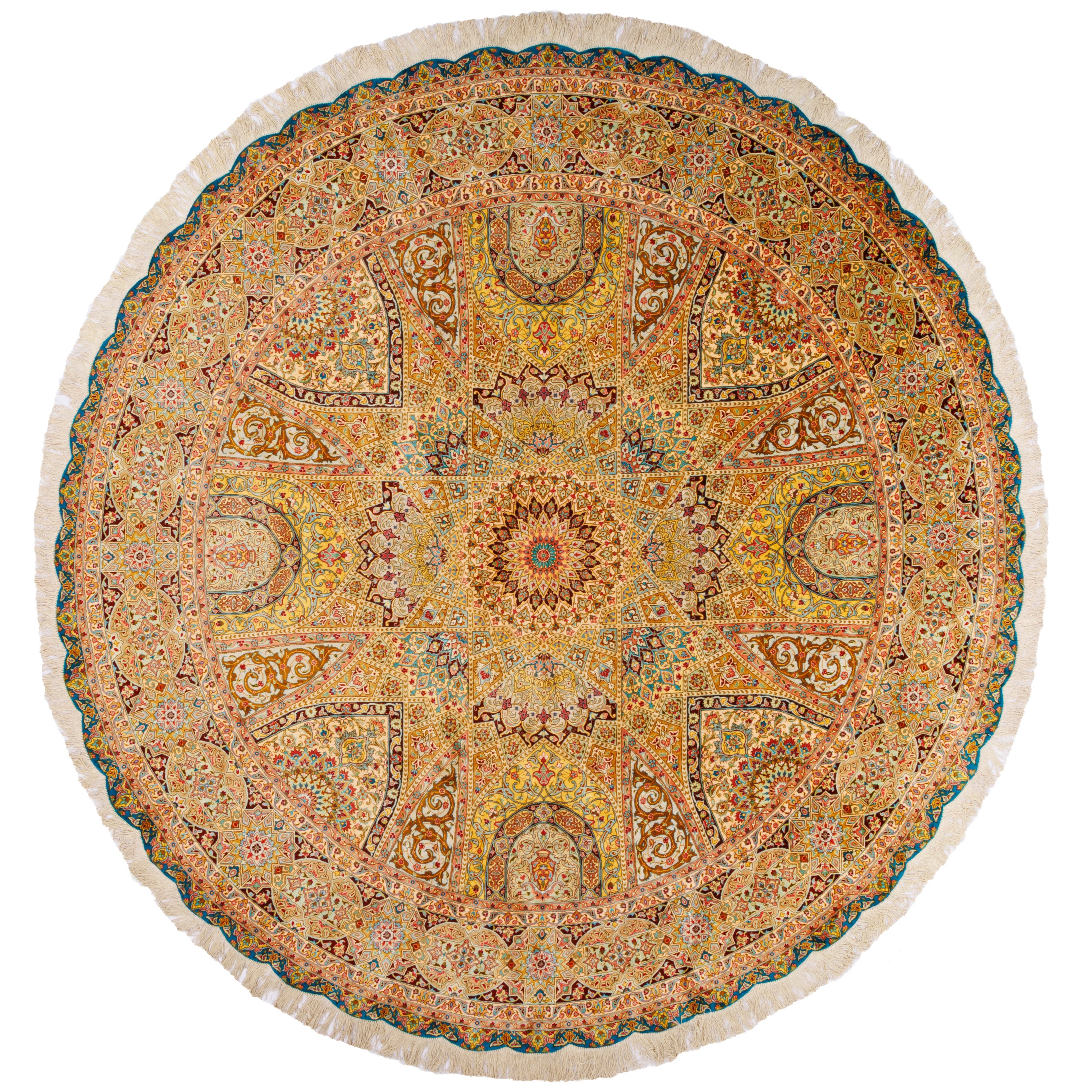 سجادة قم يدوية — قونبادي | حرير كامل | 300 × 300 سم | رمز المنتج 10900584
