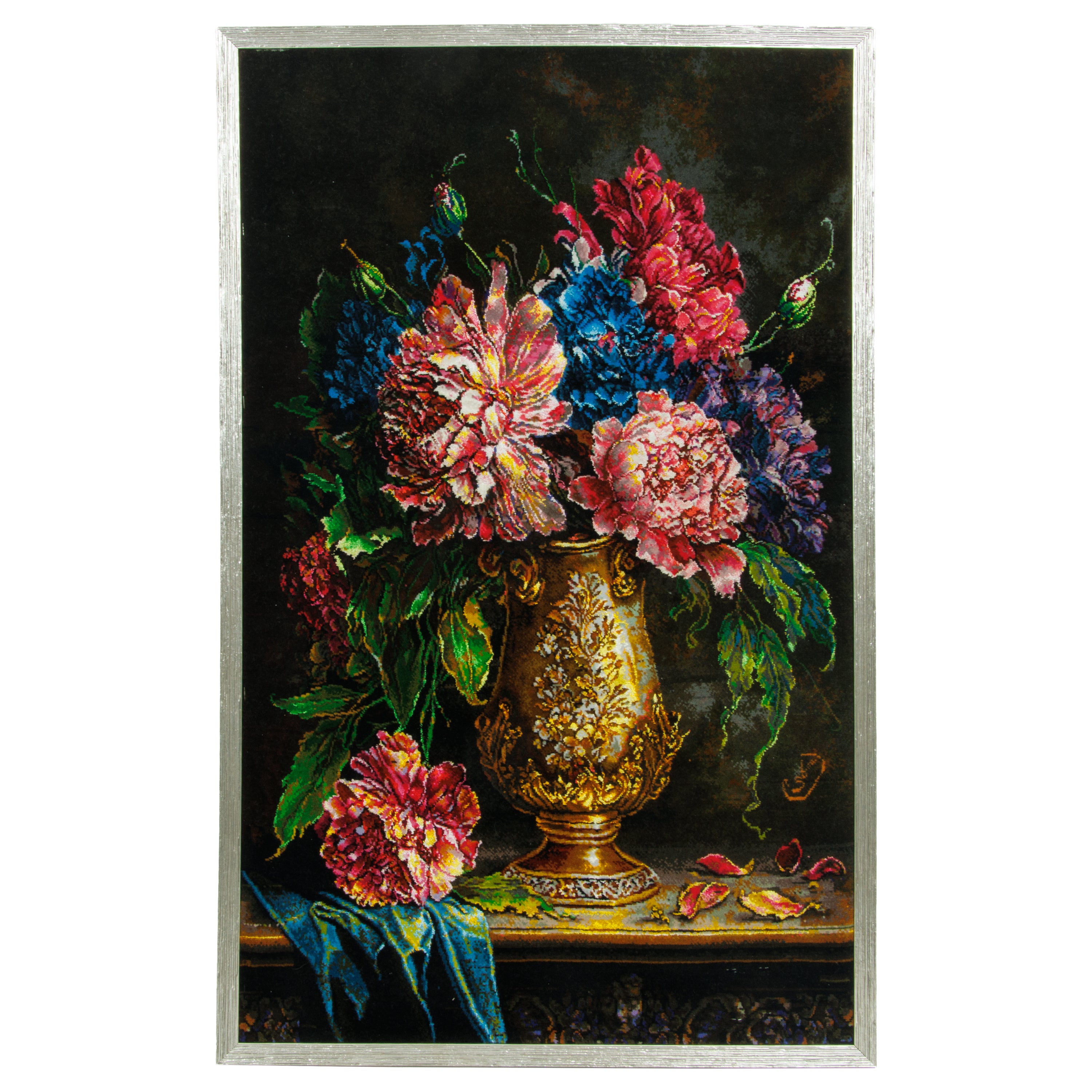 لوحة فنية جدارية من سجاد تبريز اليدوي — ساراسار | خيوط حريرية / سدى حريري | 56 × 90 سم | رمز المنتج 70001560