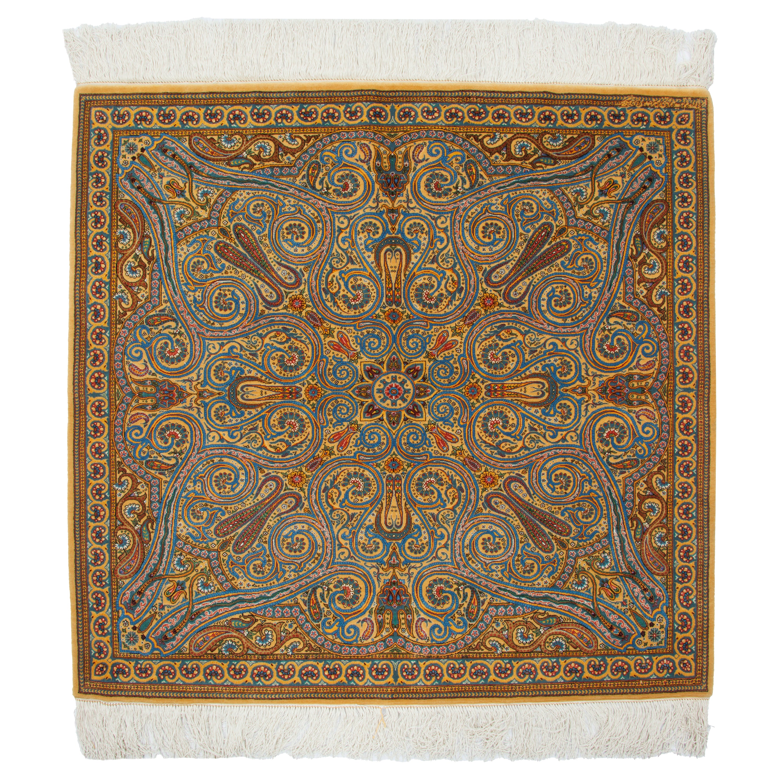 Qom Handmade Carpet — Sarasar | Full Silk | 105 × 110 cm | SKU 10101490