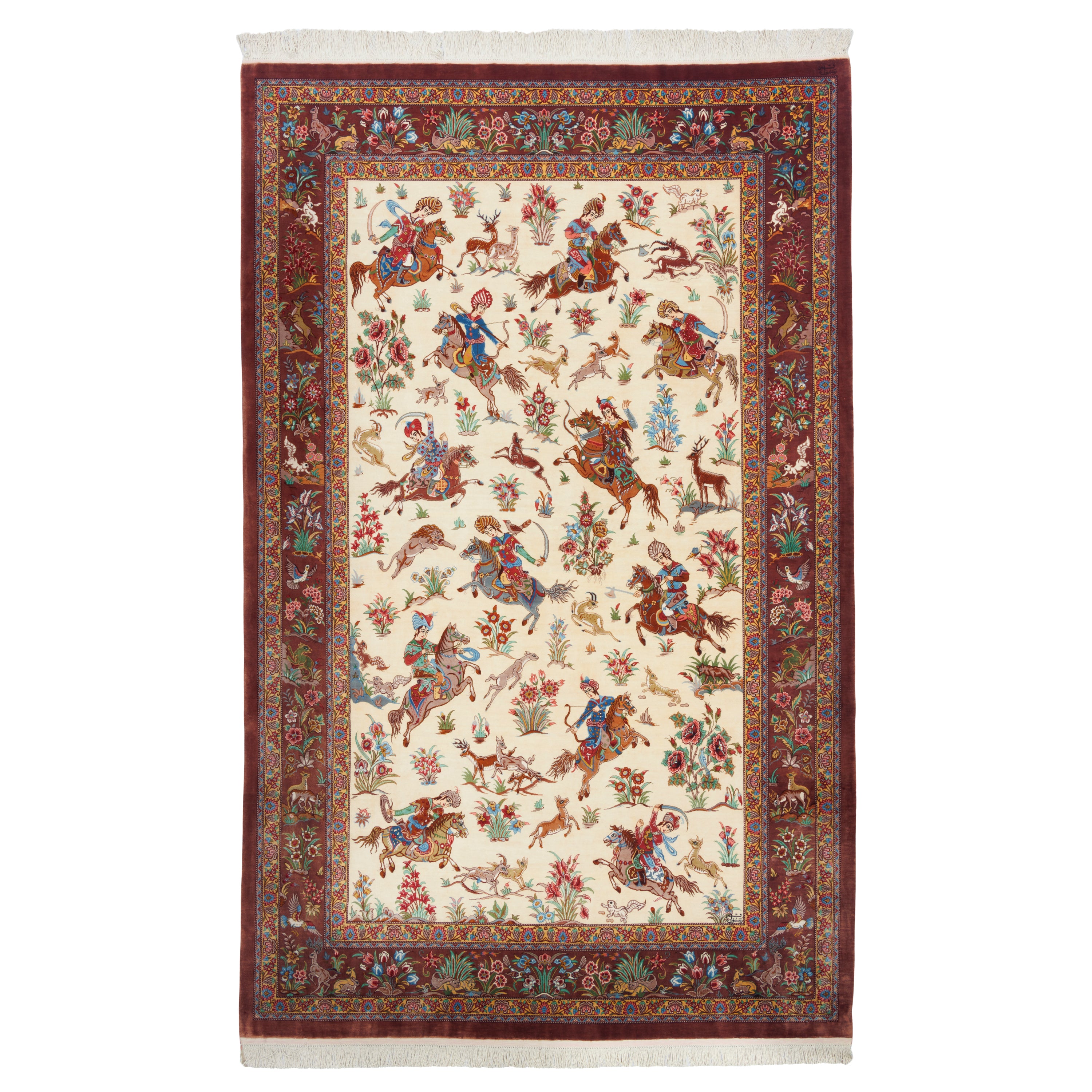 سجادة قم يدوية - ساراسار | حرير كامل | 128 × 205 سم | رمز المنتج 10200390
