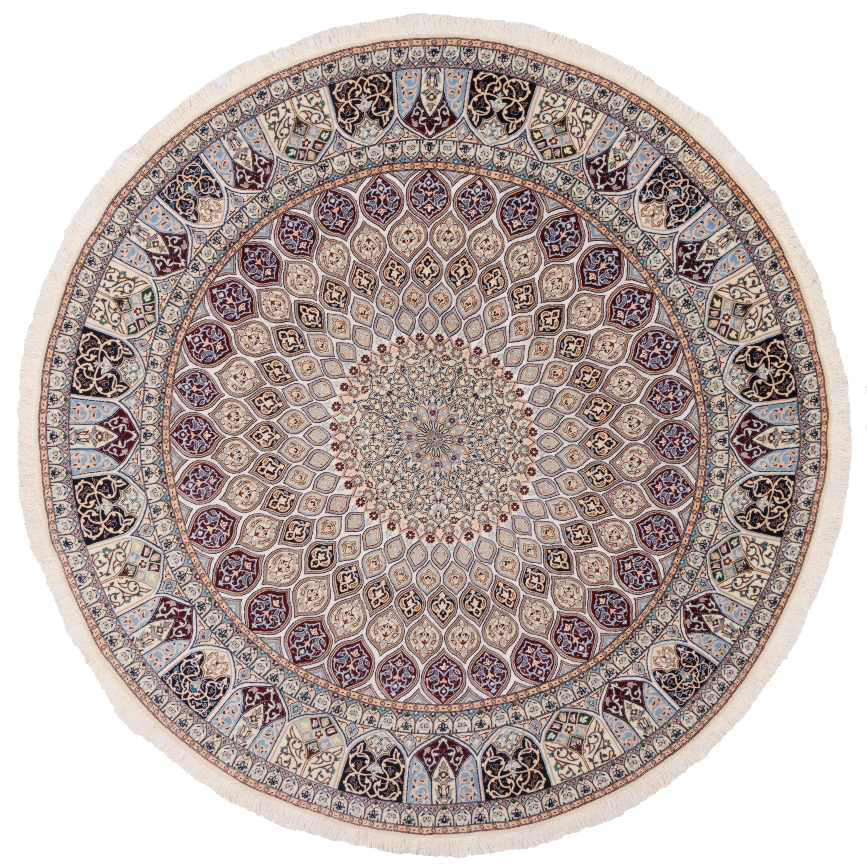 سجادة نايين اليدوية — قنباذي | خيوط حريرية / سدى قطن | 250 × 250 سم | رمز المنتج 10600580