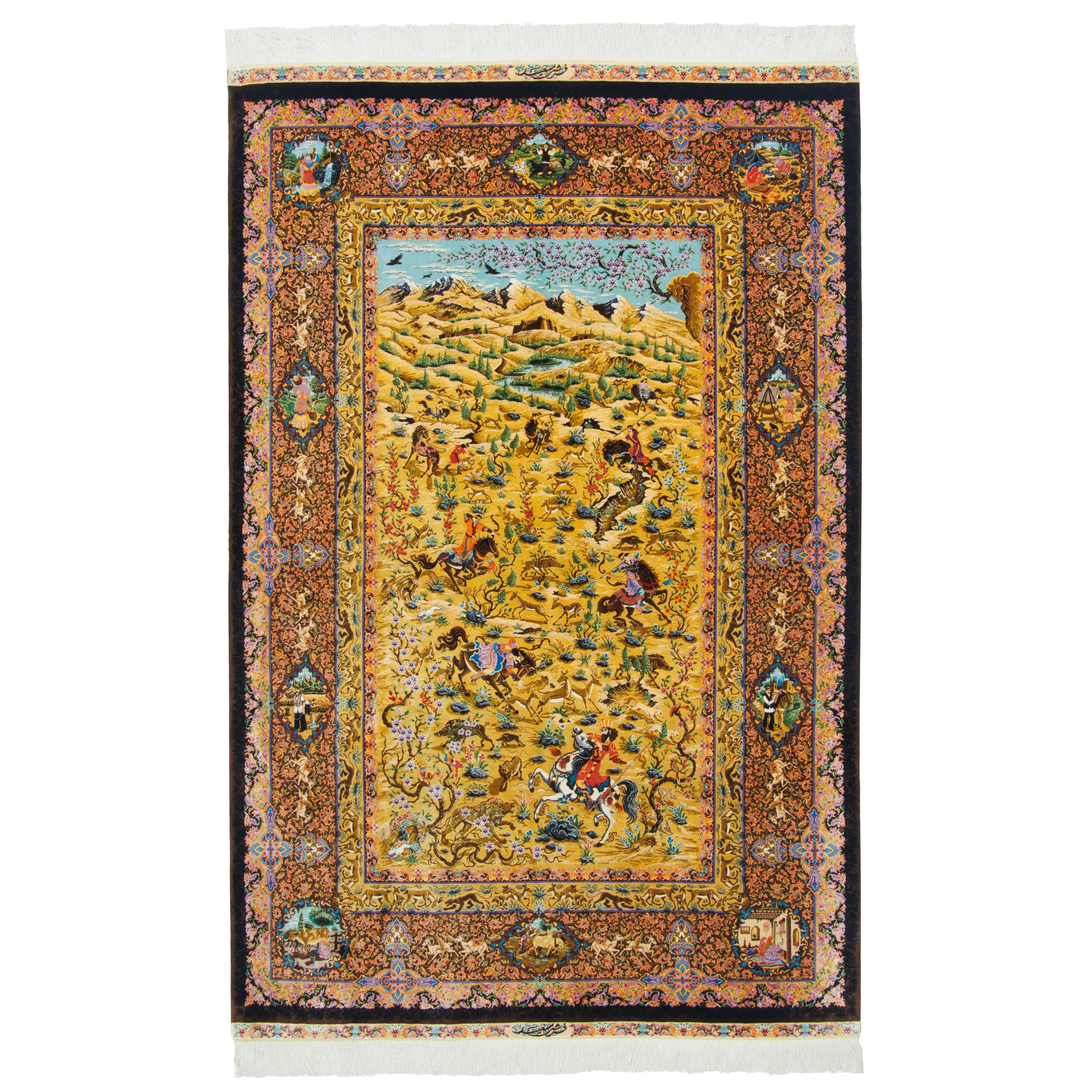 سجادة قم يدوية - ساراسار | حرير كامل | 137 × 212 سم | رمز المنتج 10200449