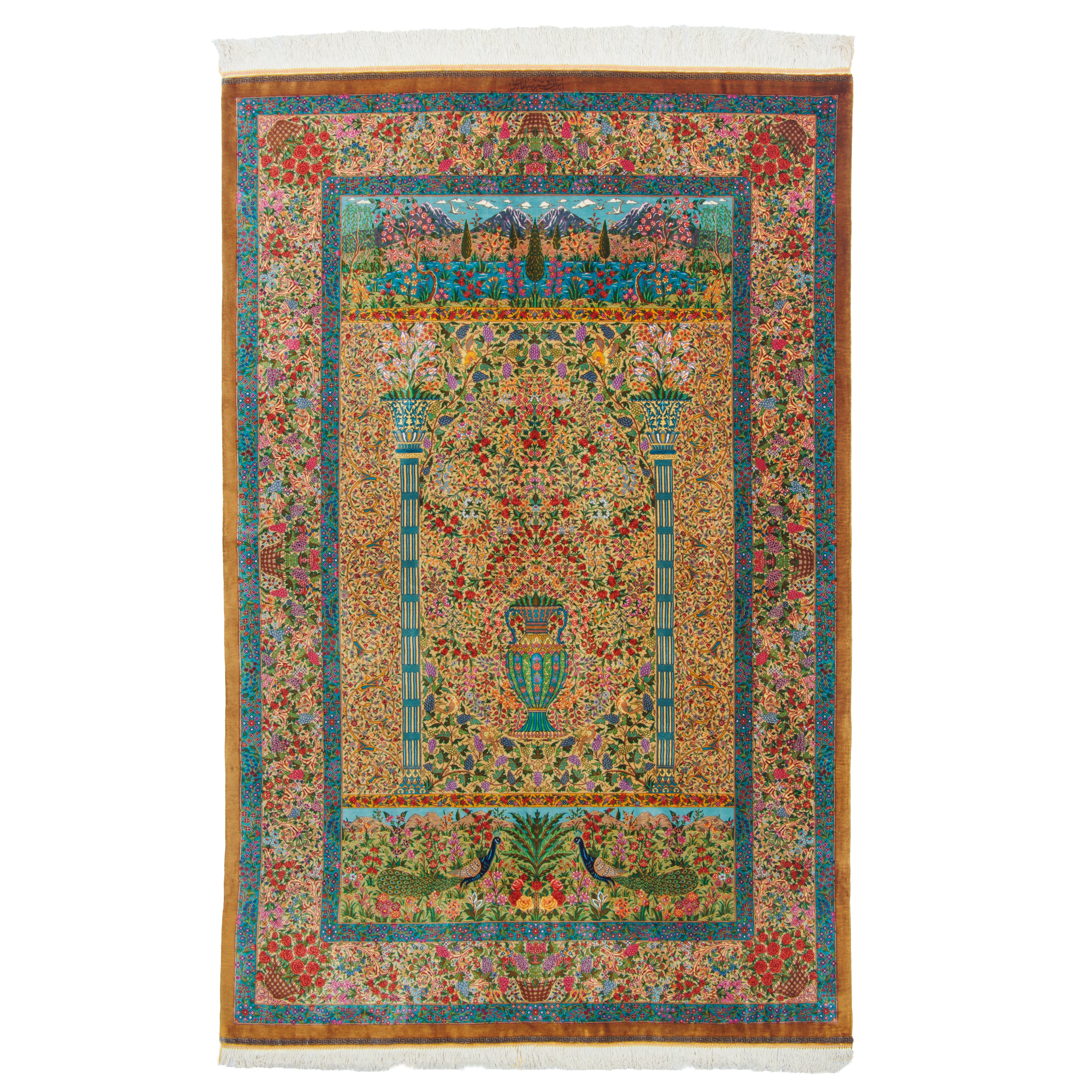 Qom Handmade Carpet — Goldani | Full Silk | 131 × 203 cm | SKU 10200435