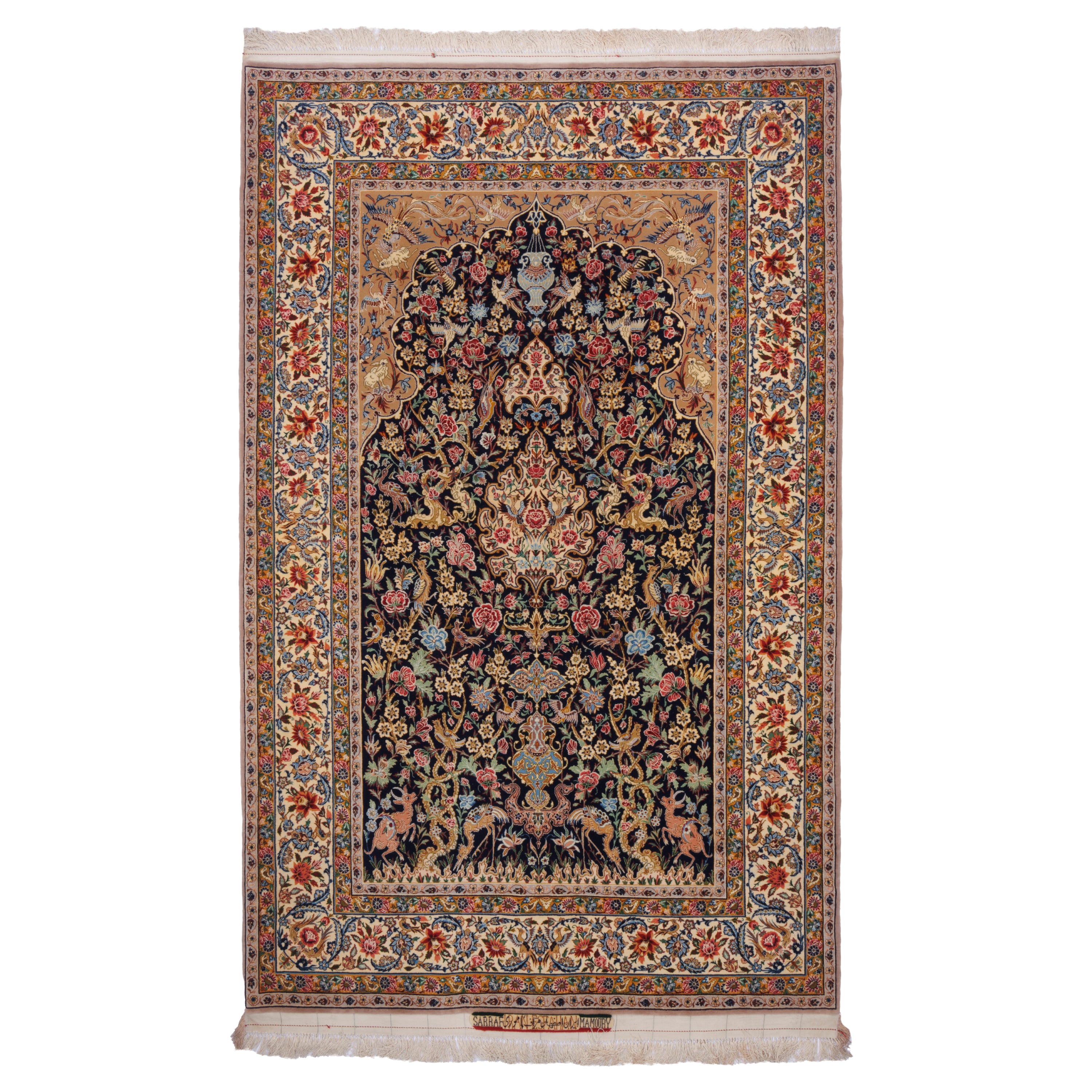 سجادة أصفهان يدوية — محرابي | خيوط حريرية / سدى حريري | 152 × 241 سم | رمز المنتج 10300846