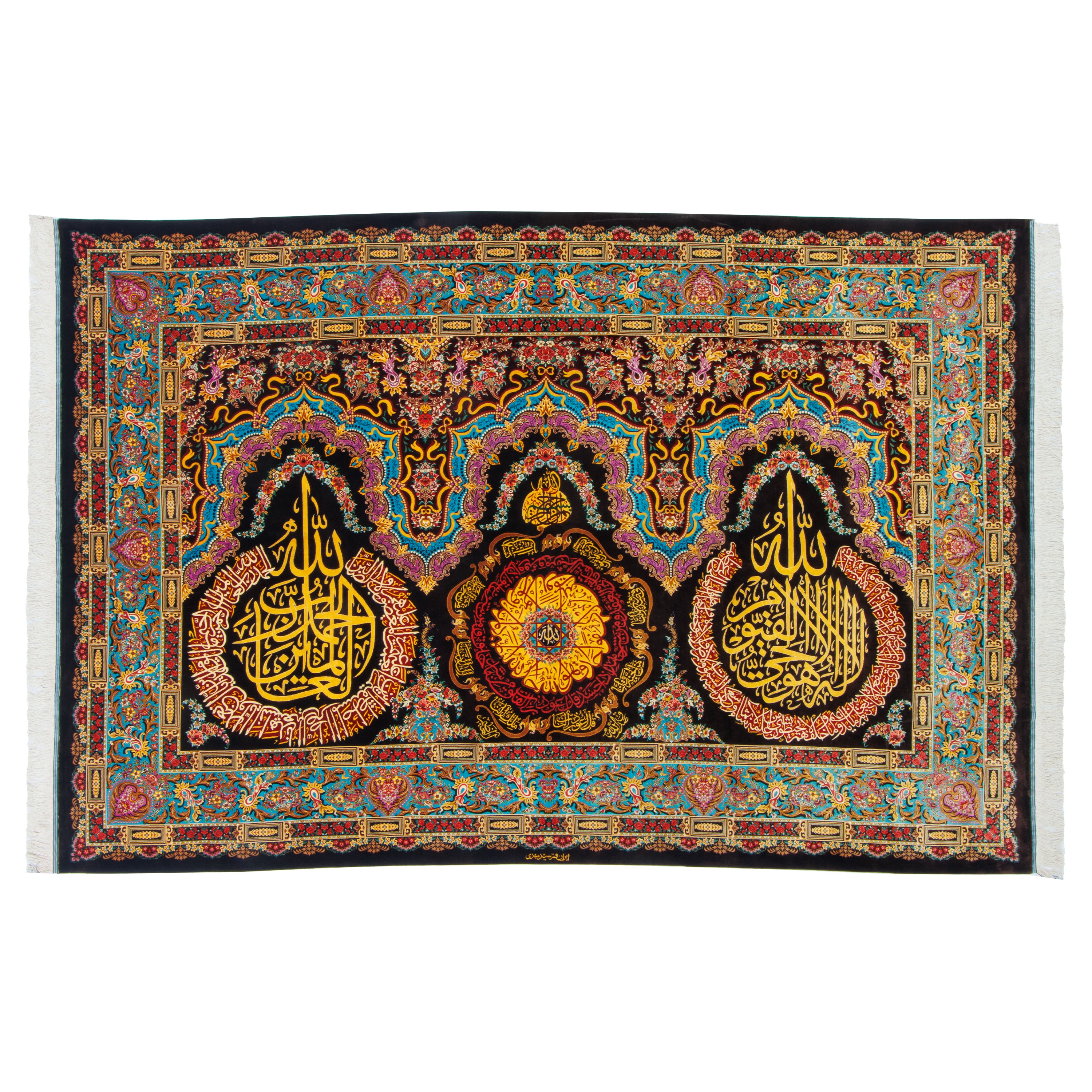 تابلو فرش دستباف قم - سرتاسر ابریشم | 295 × 200 سانتی متر | کد کالا 70500593